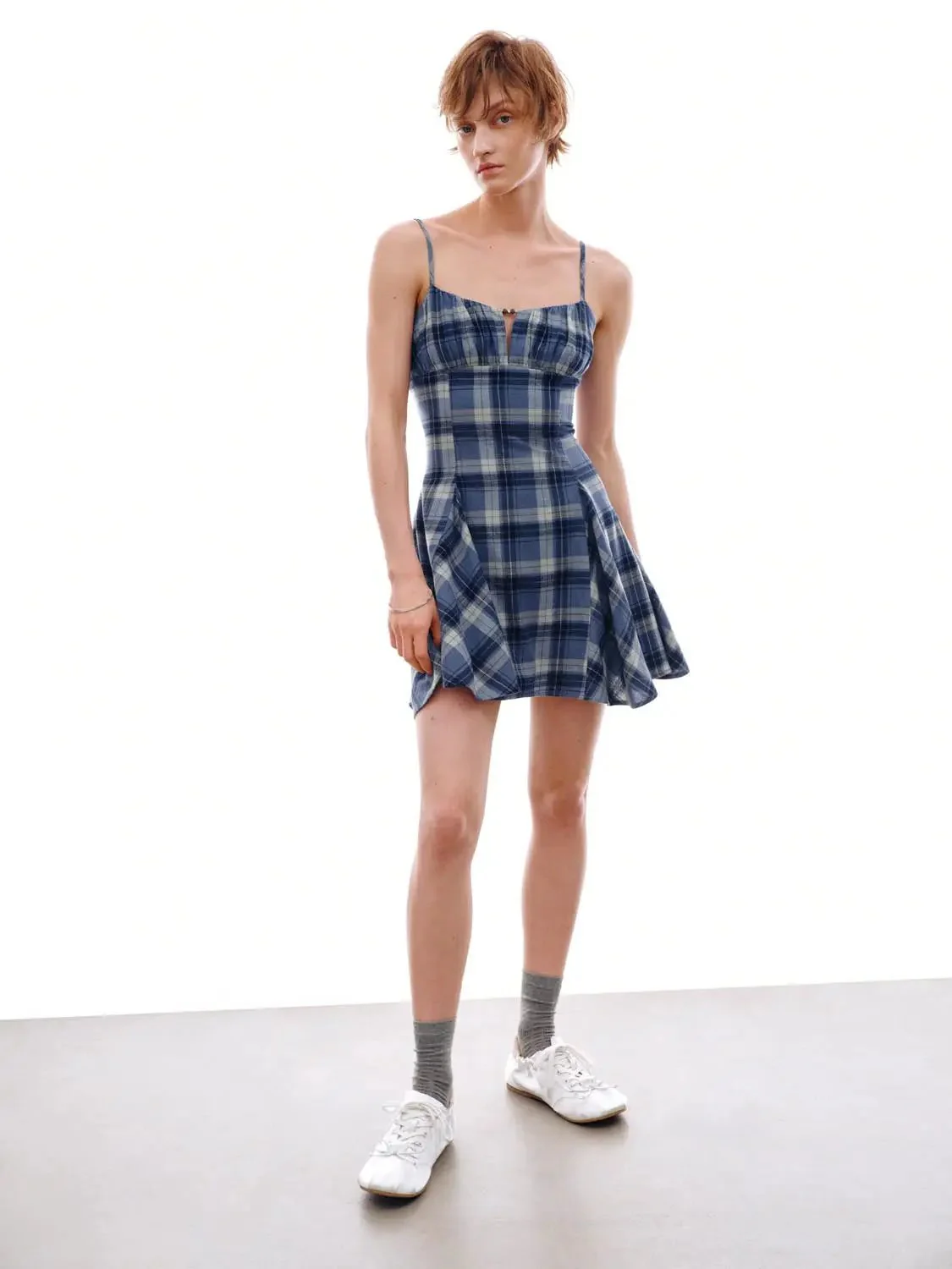 2168-plaid-cotton-spaghetti-strap-a-line-mini-dresses-4.webp Plaid Cotton Spaghetti Strap A-Line Mini Dresses