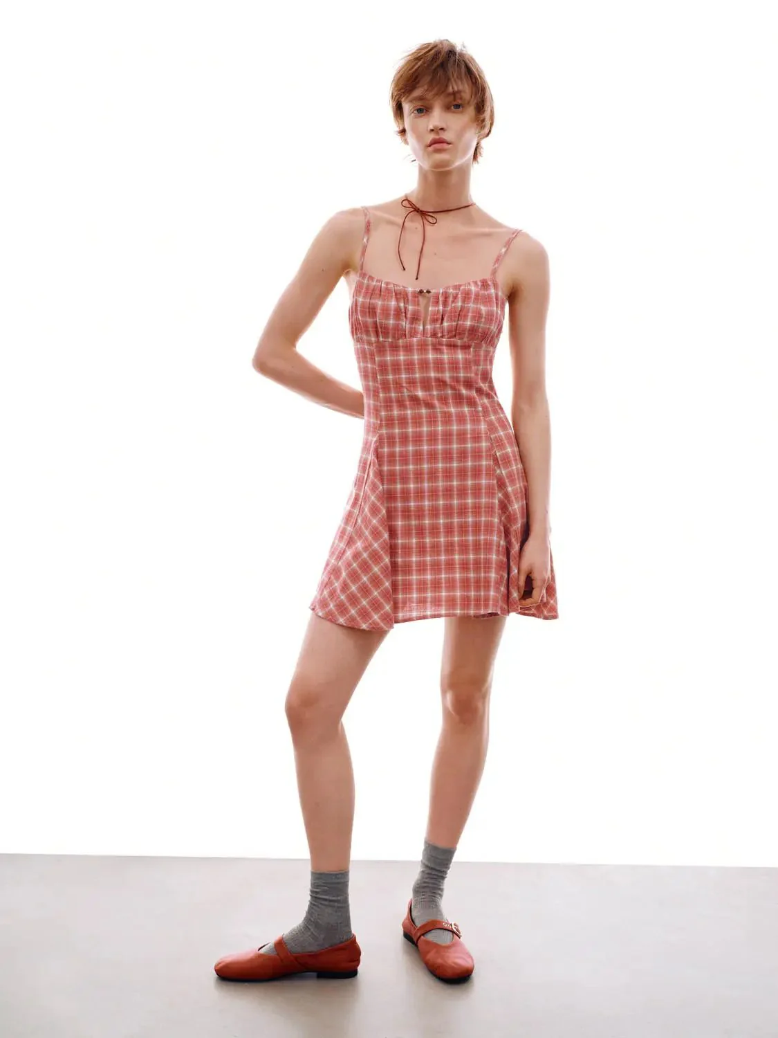 2174-cotton-plaid-spaghetti-strap-lightweight-a-line-mini-dresses-5.webp Cotton Plaid Spaghetti Strap Lightweight A-Line Mini Dresses