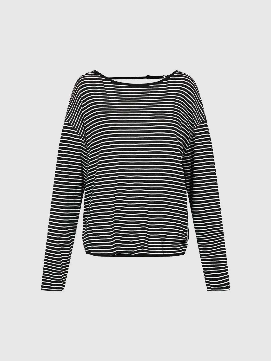 Cotton Boat Neck Striped Long Sleeve T-Shirts