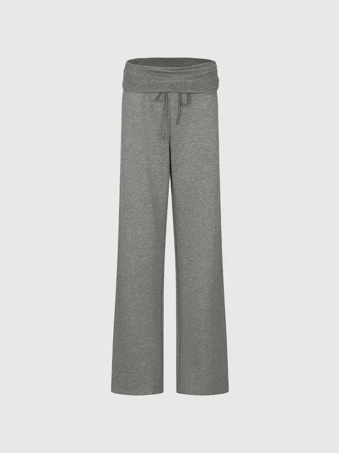Folded Waist Drawstring Wide Leg Pants