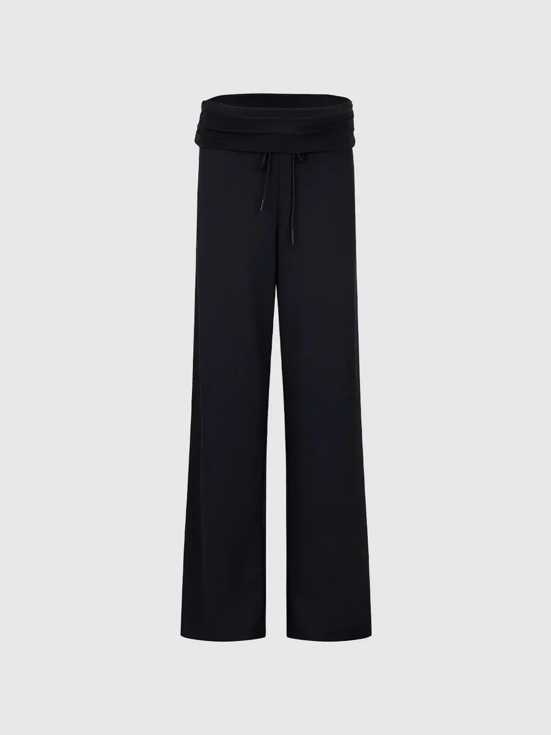 Folded Waist Drawstring Wide Leg Pants