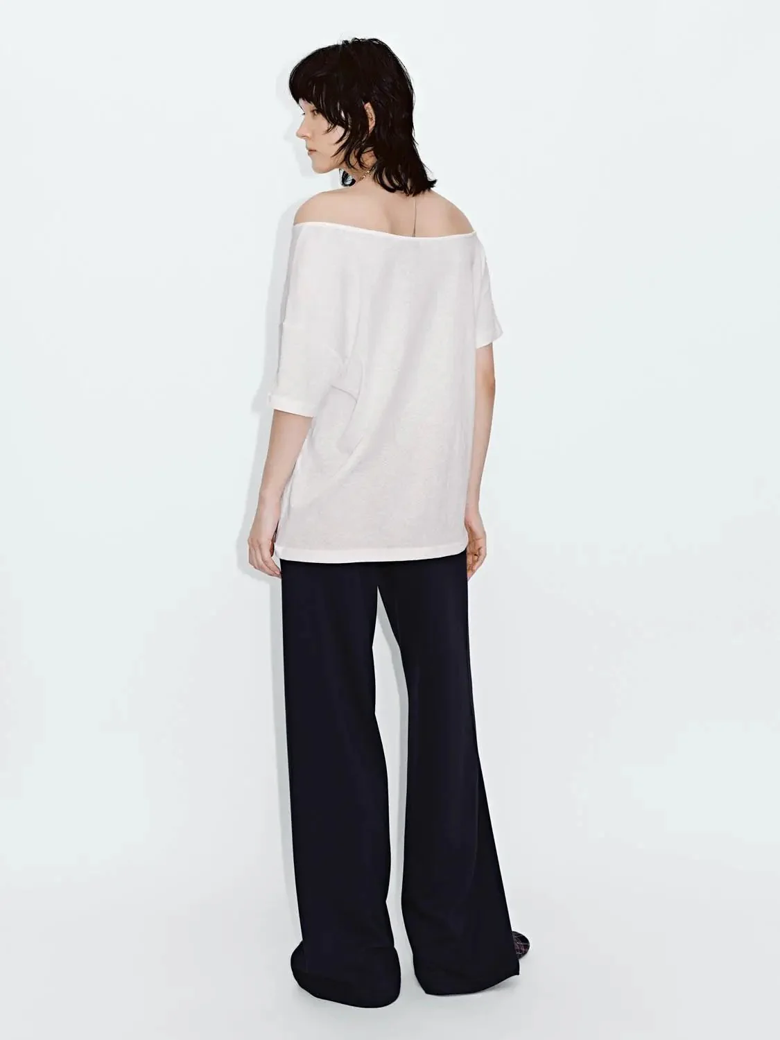 Folded Waist Drawstring Wide Leg Pants