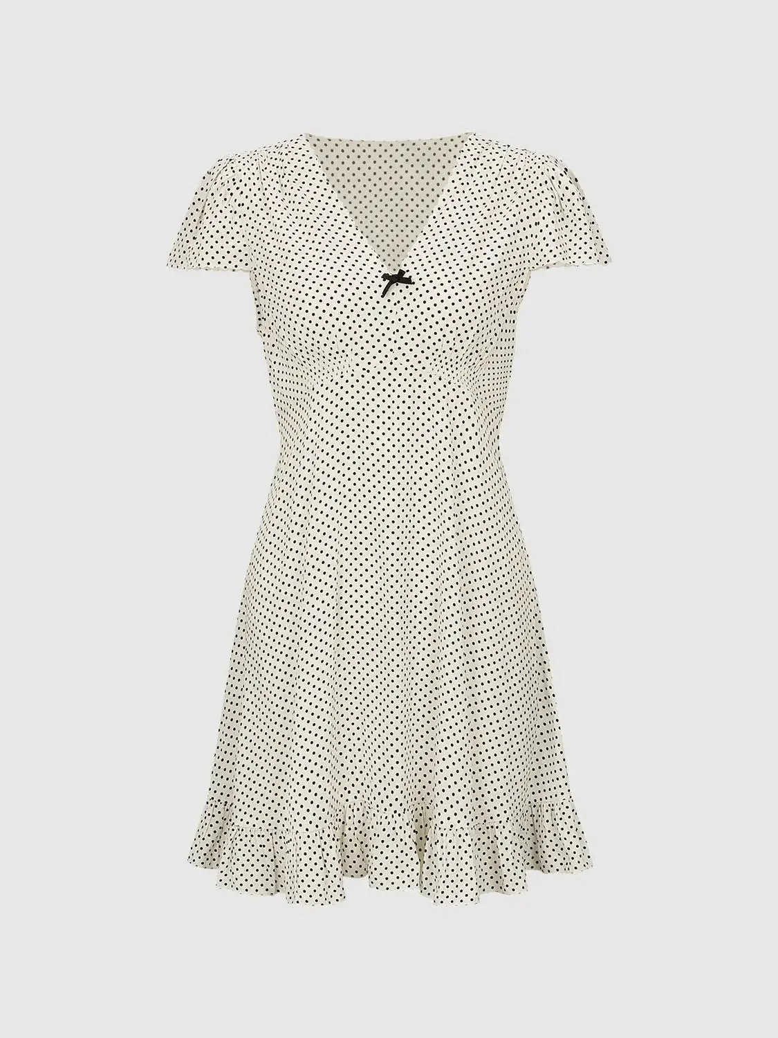 Polka Dot Viscose Flutter Sleeves A-Line Midi Dresses