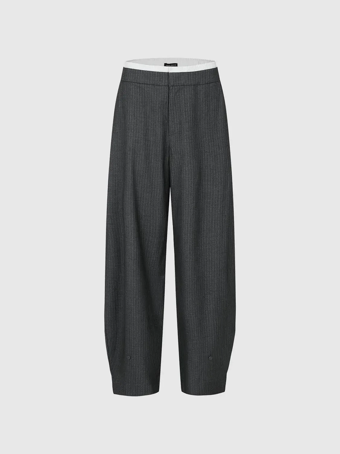 Contrast Trim Striped Tailored Barrel Leg Pants