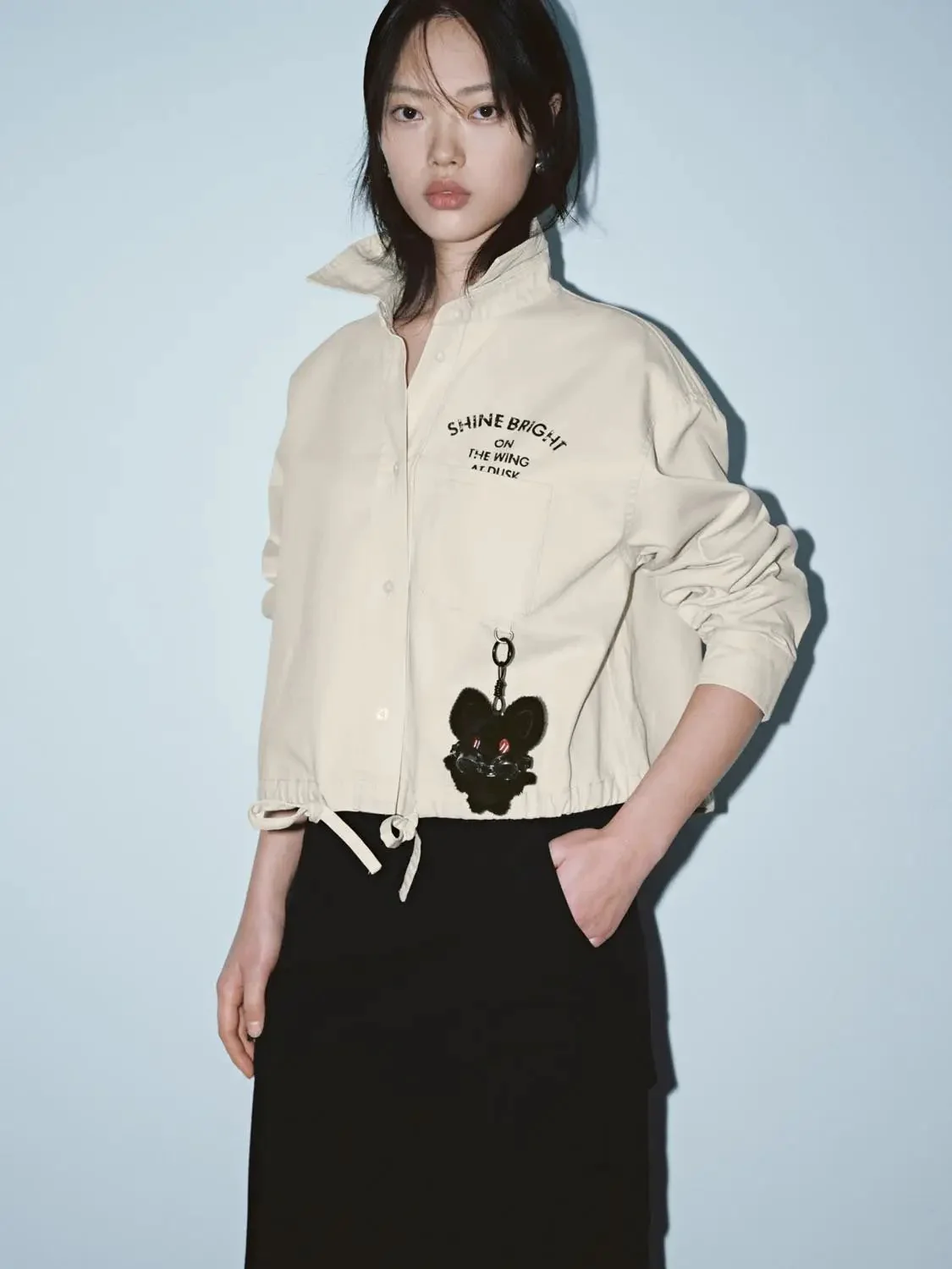 Drawstring Patch Pocket Printed Shirts