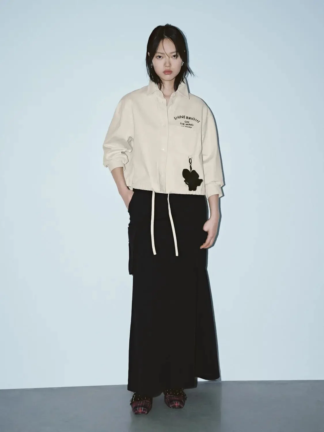 Drawstring Patch Pocket Printed Shirts