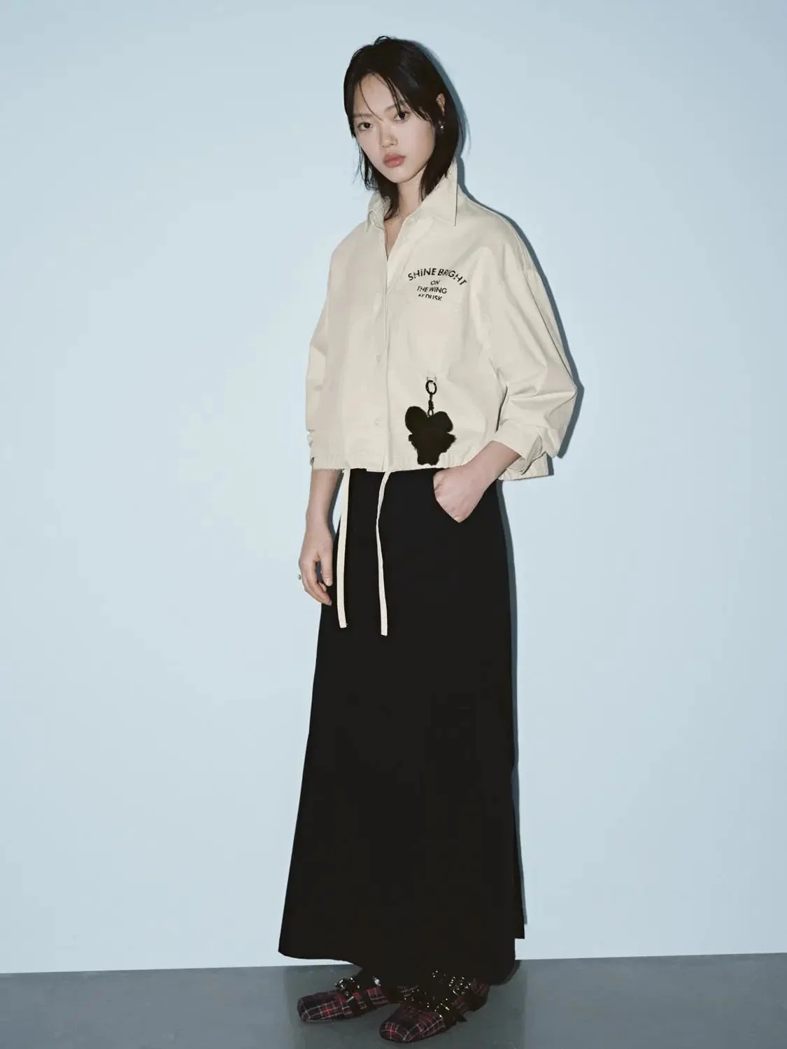Drawstring Patch Pocket Printed Shirts
