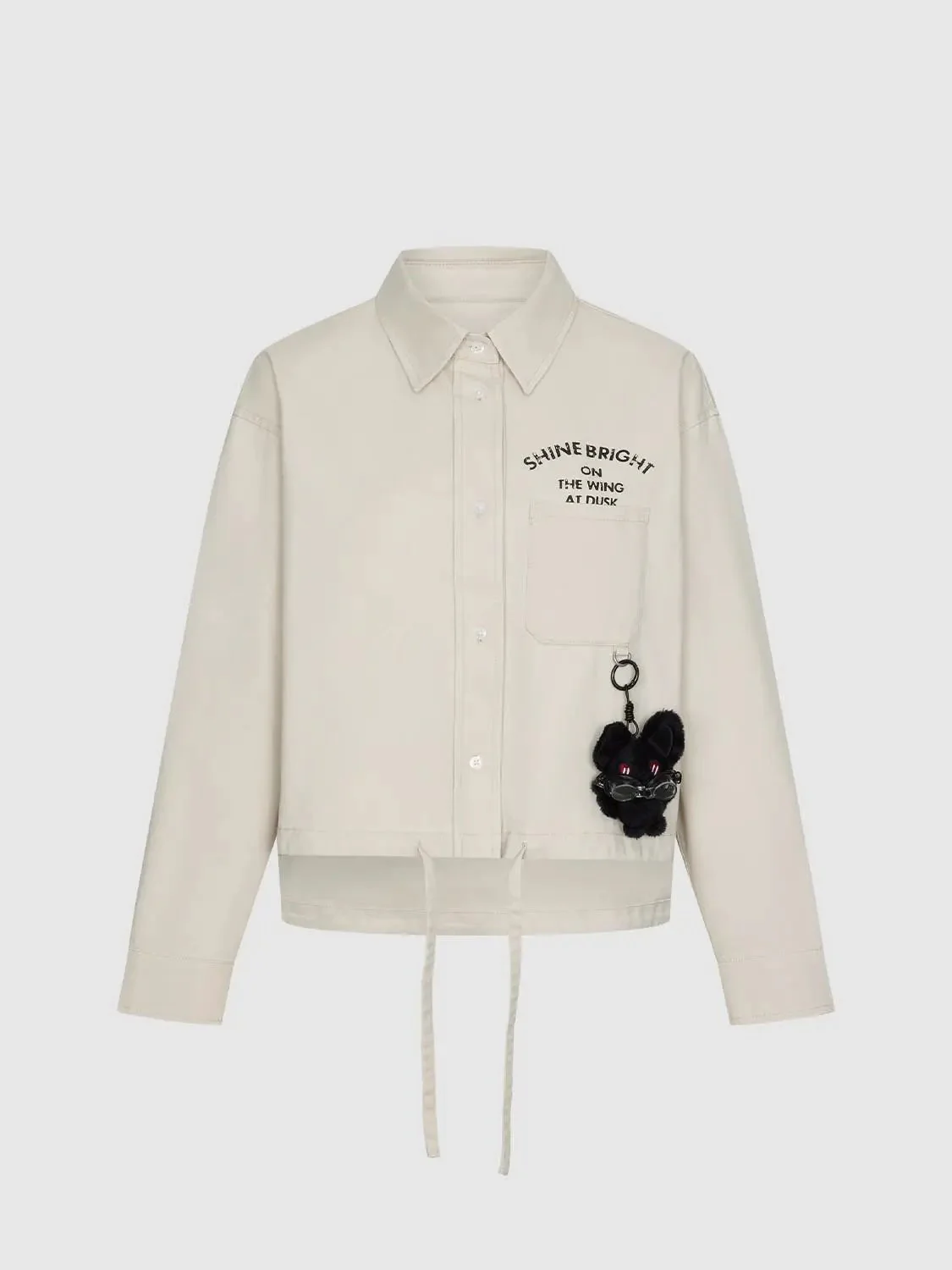 Drawstring Patch Pocket Printed Shirts
