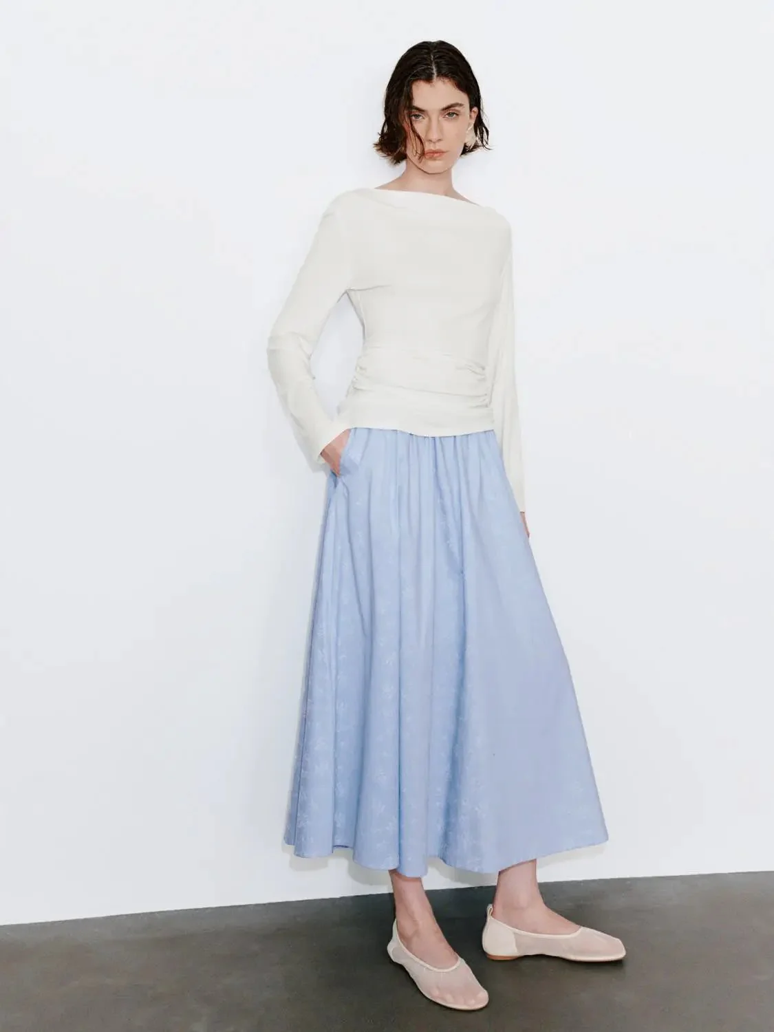 21932-cotton-striped-pleated-a-line-midi-skirt-6.webp Cotton Striped Pleated A Line Midi Skirt