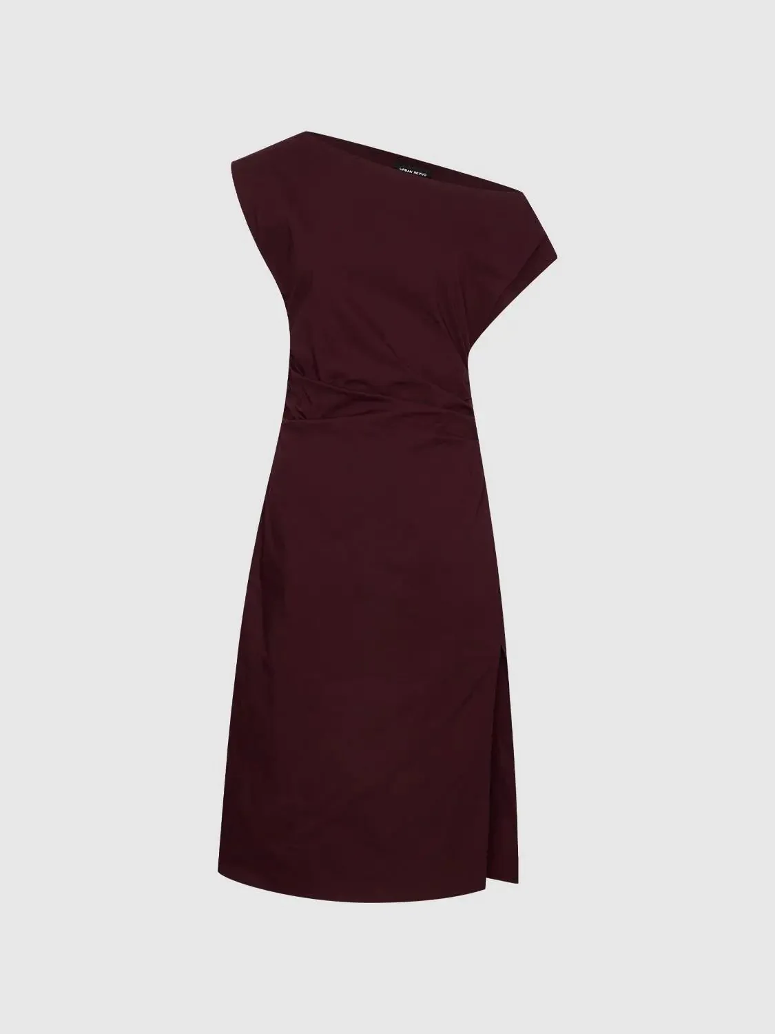 21986-cotton-asymmetric-ruched-cape-shoulder-midi-dress-7.webp Cotton Asymmetric Ruched Cape Shoulder Midi Dress