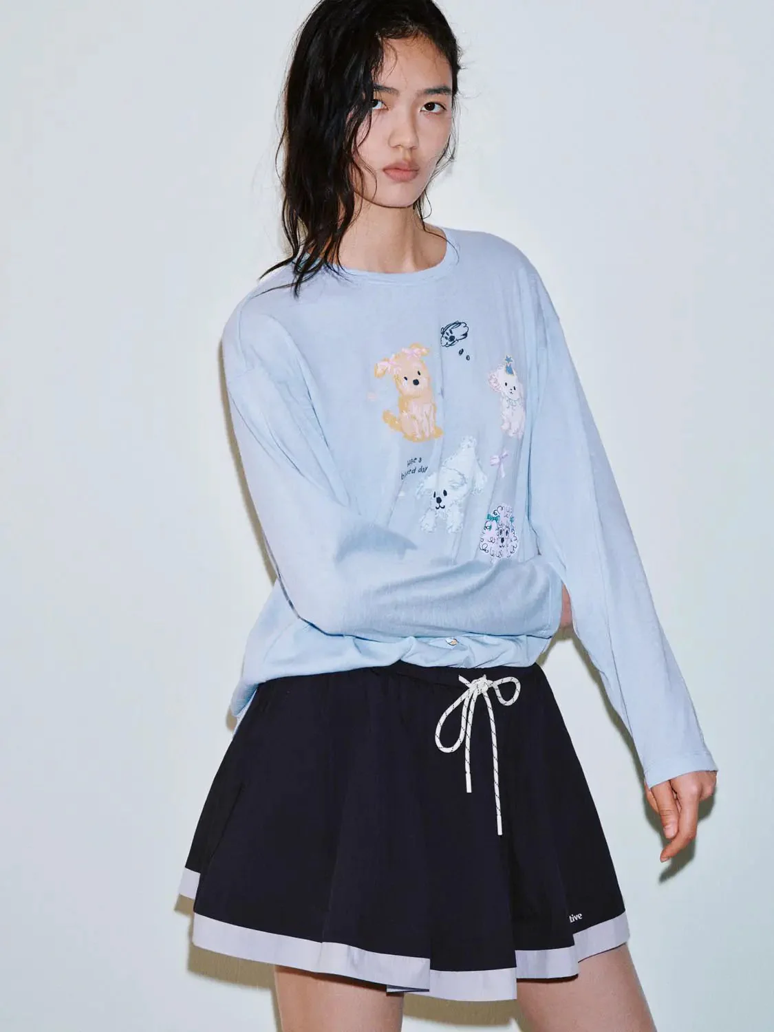 Printed Cotton Blend Long Sleeve T-Shirt