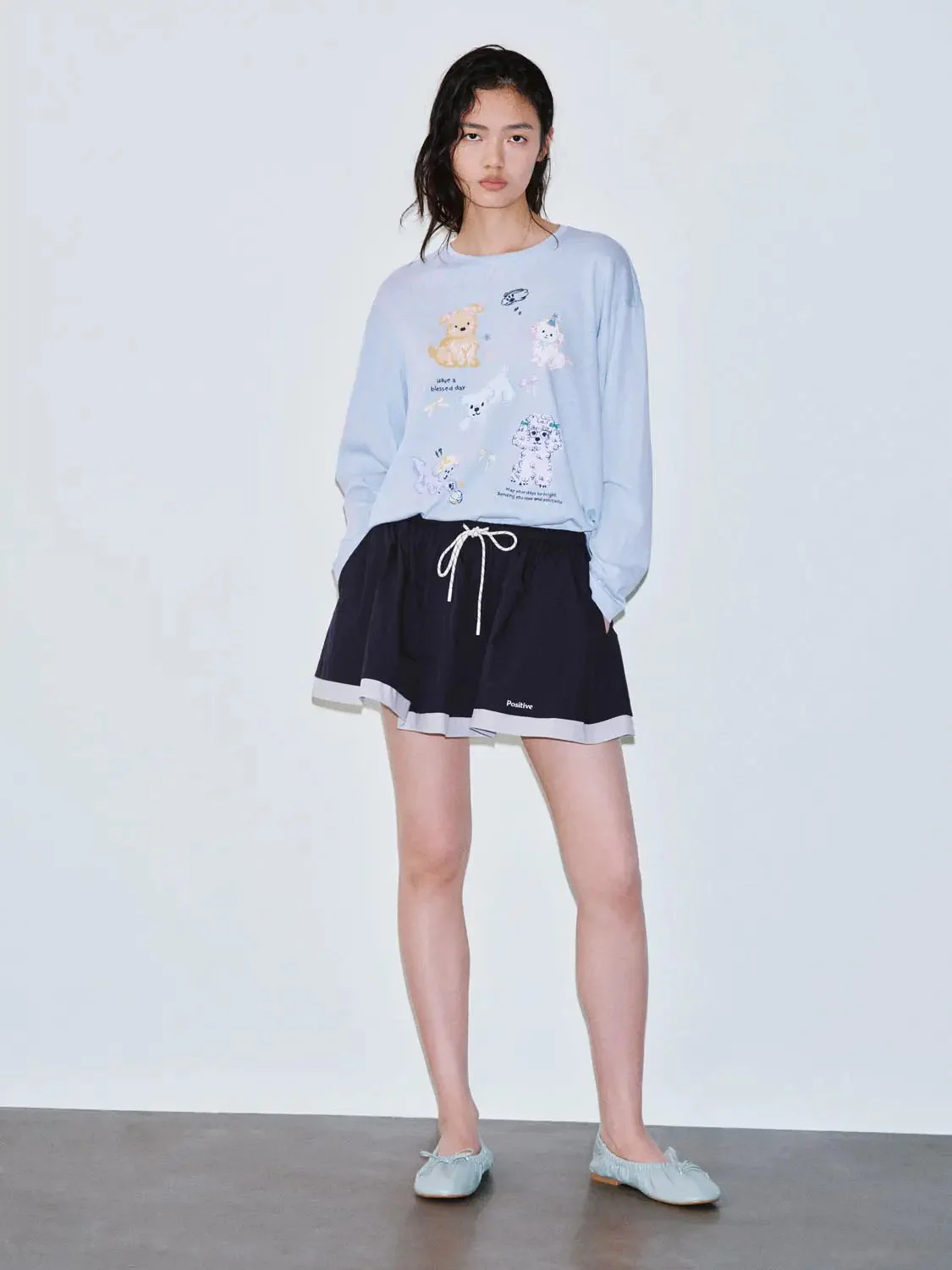 Printed Cotton Blend Long Sleeve T-Shirt
