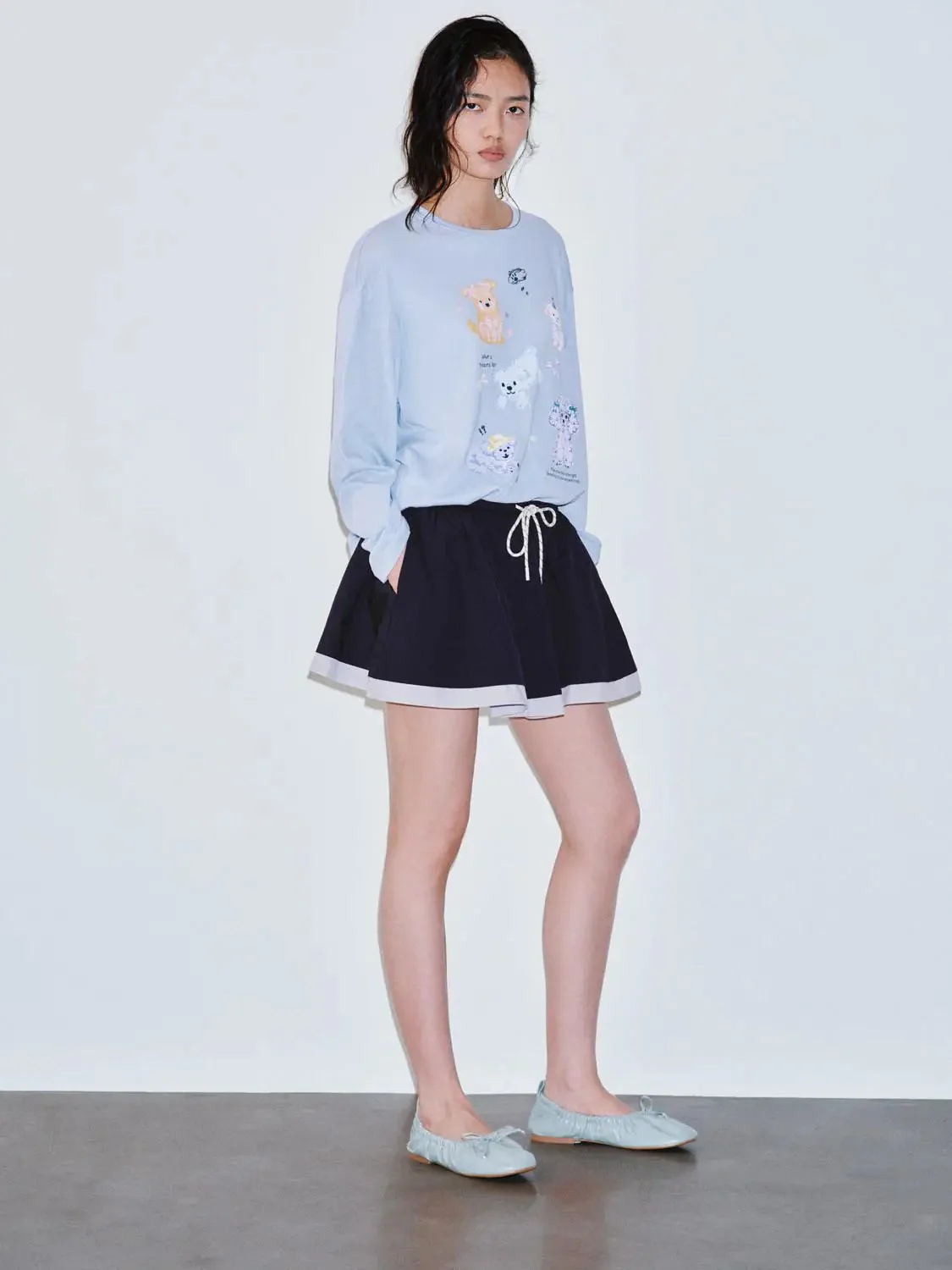 Printed Cotton Blend Long Sleeve T-Shirt