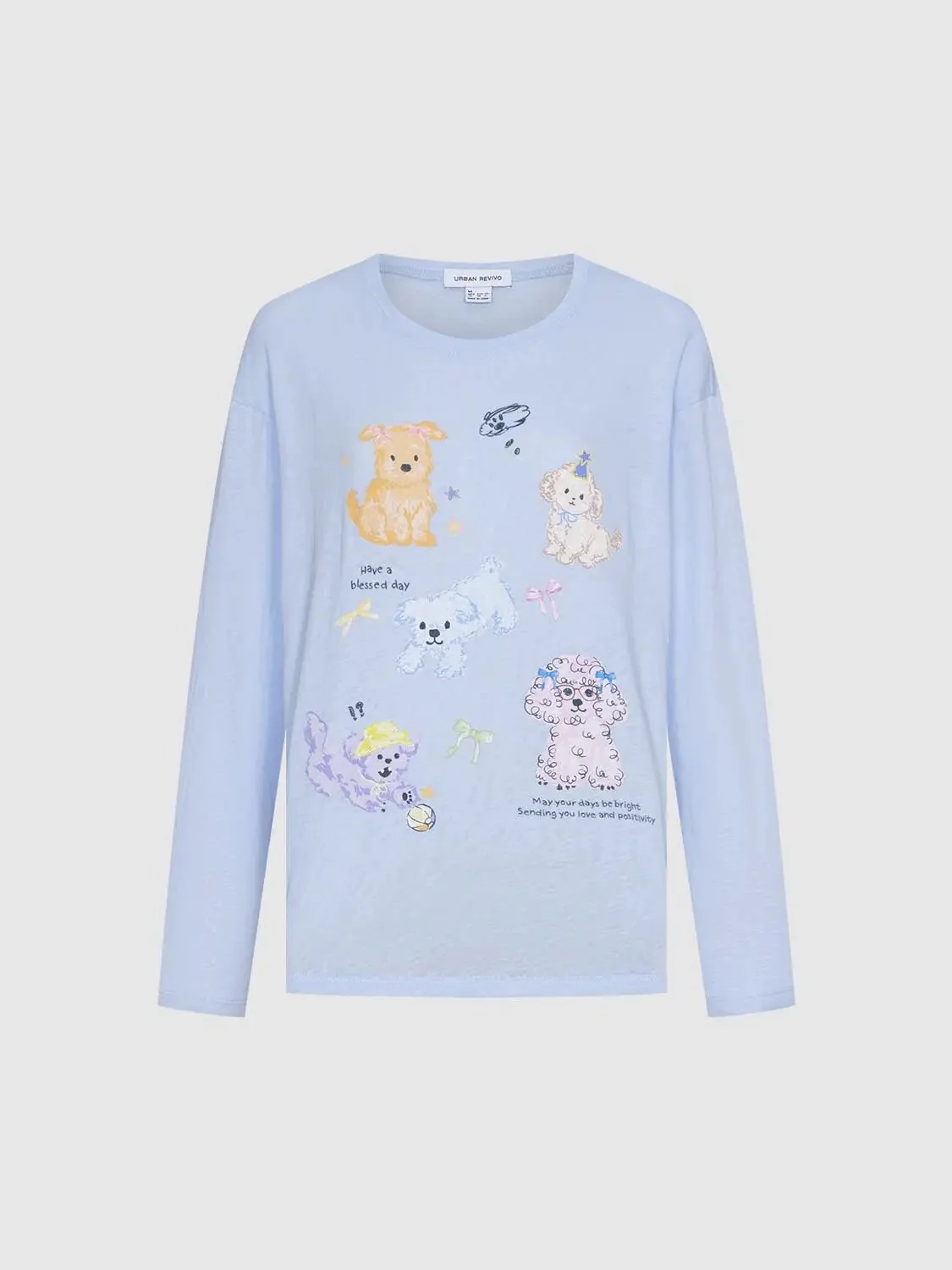 Printed Cotton Blend Long Sleeve T-Shirt