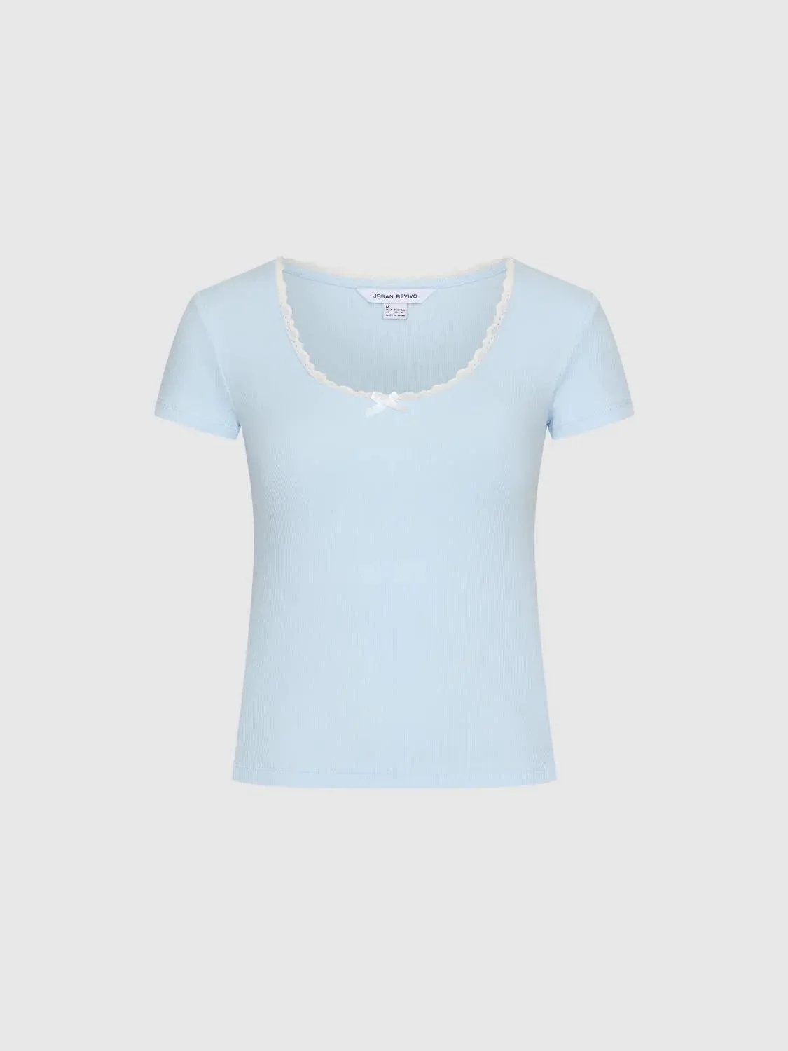 22049-lace-trim-bow-scoop-neck-cotton-blend-t-shirts-15.webp Lace Trim Bow Scoop Neck Cotton Blend T Shirts