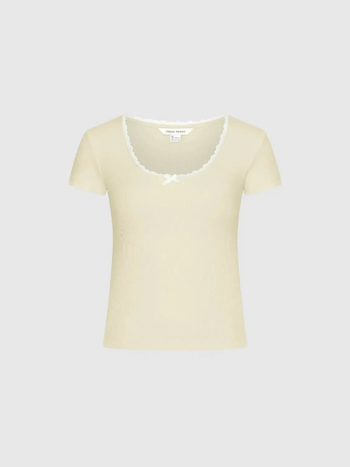 22049-lace-trim-bow-scoop-neck-cotton-blend-t-shirts-7.webp Lace Trim Bow Scoop Neck Cotton Blend T Shirts