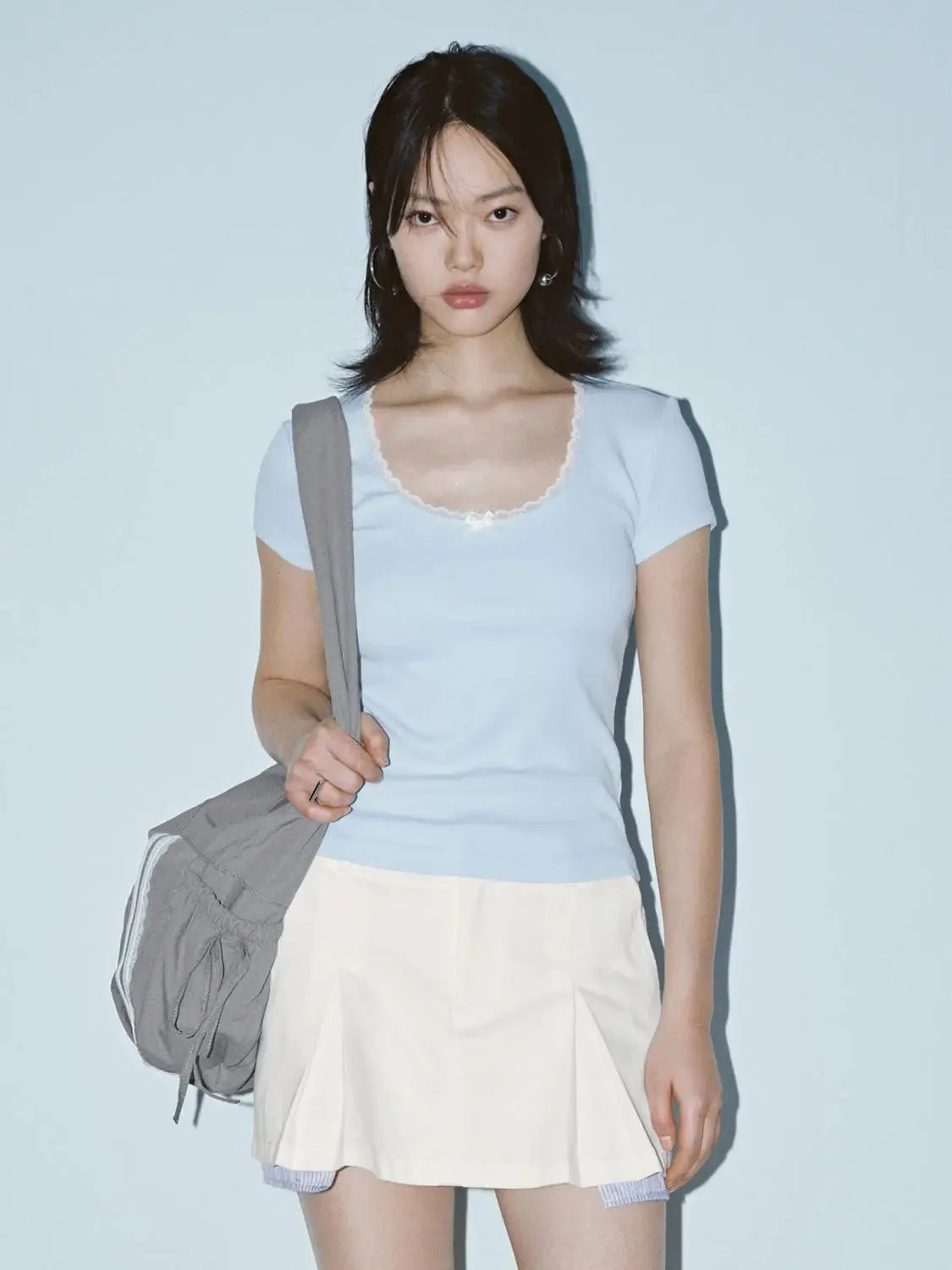 22049-lace-trim-bow-scoop-neck-cotton-blend-t-shirts-9.webp Lace Trim Bow Scoop Neck Cotton Blend T Shirts