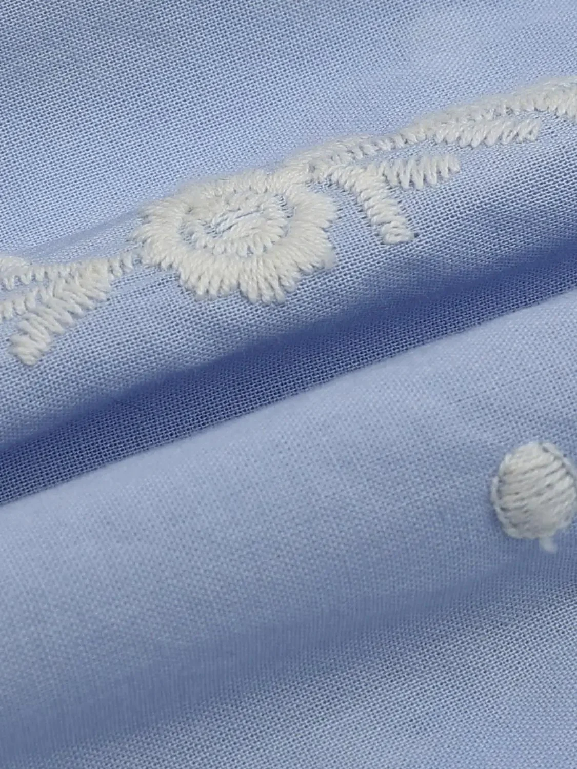 Contrast Embroidered Striped V-Neck Overhead Shirts