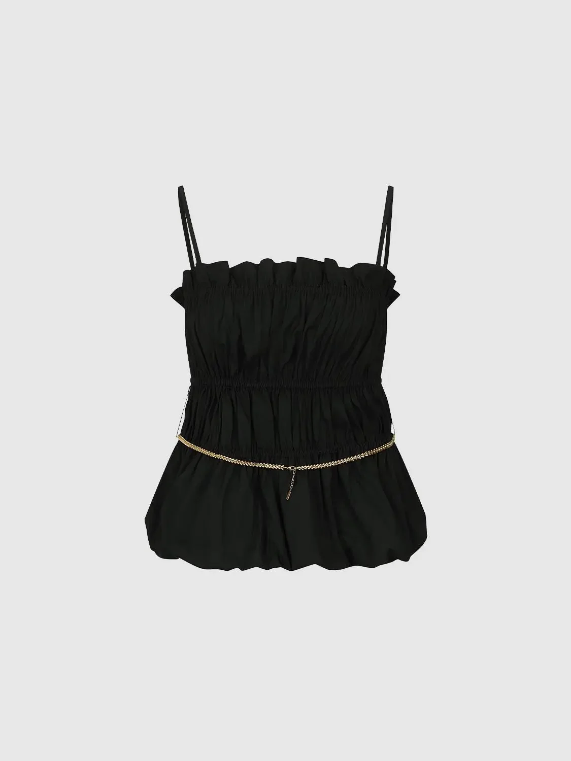 Ruffle Detail Strappy Balloon Hem Cami Tops