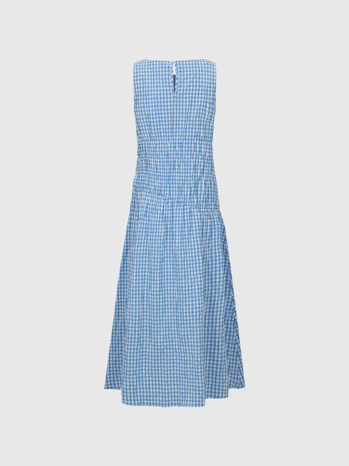 2228-gingham-cotton-elastane-smocked-waist-a-line-midi-dresses-2.webp Gingham Cotton Elastane Smocked Waist A-Line Midi Dresses