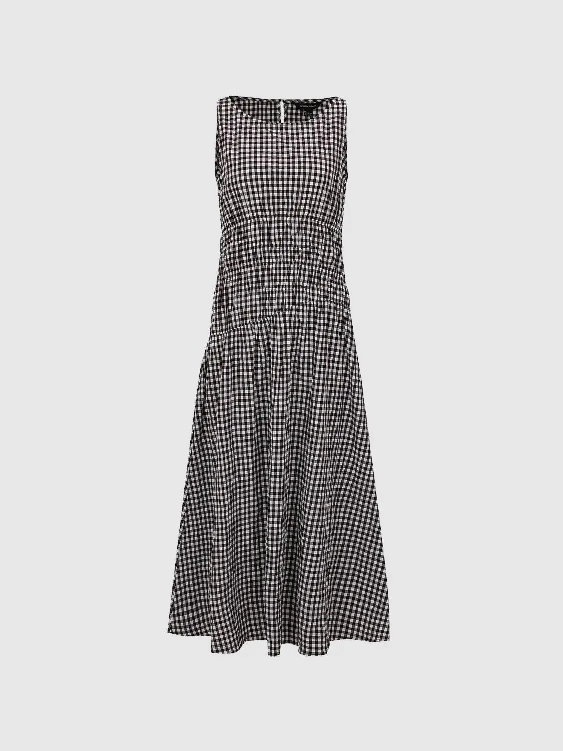 2228-gingham-cotton-elastane-smocked-waist-a-line-midi-dresses-4.webp Gingham Cotton Elastane Smocked Waist A-Line Midi Dresses