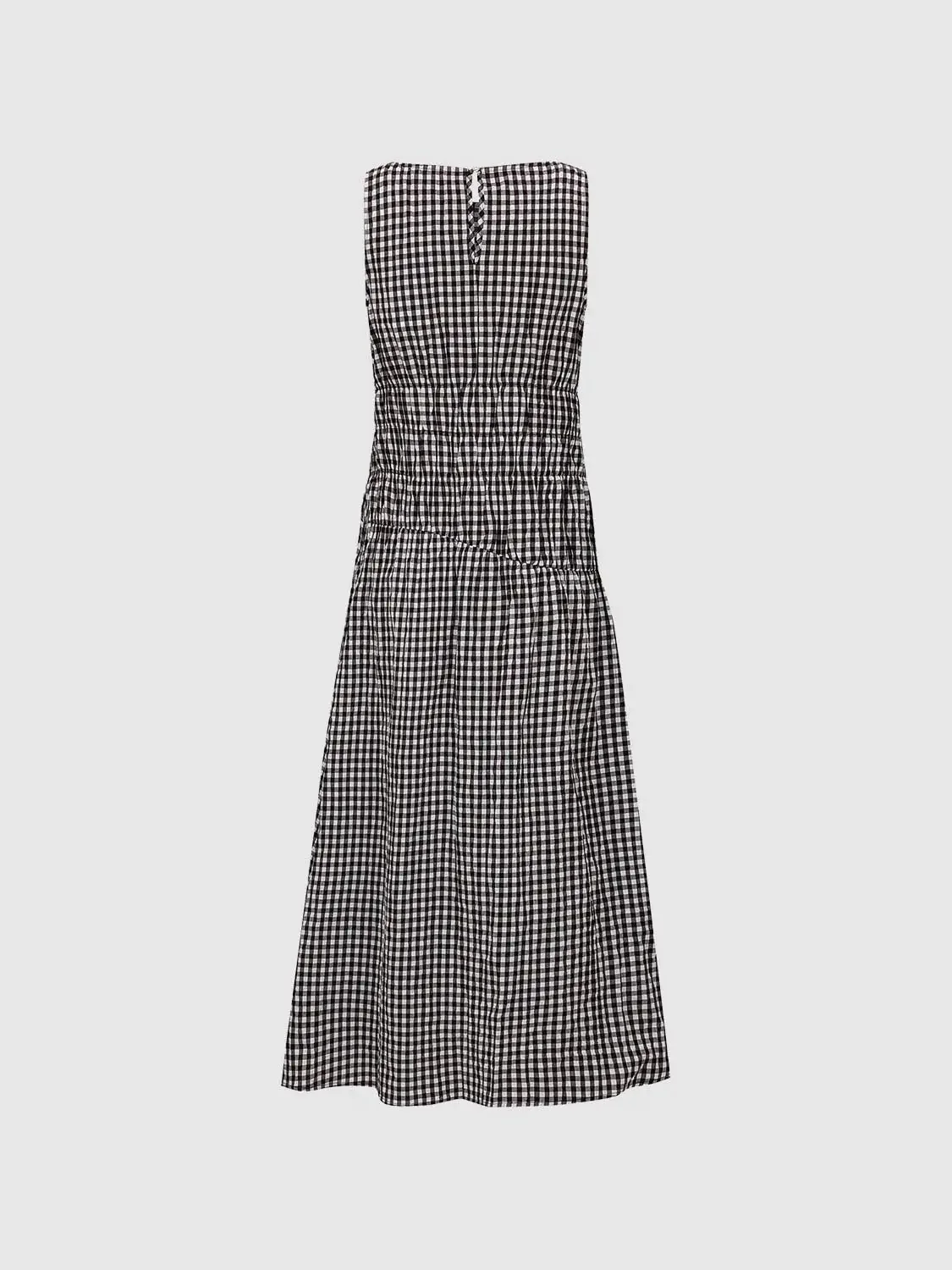 2228-gingham-cotton-elastane-smocked-waist-a-line-midi-dresses-5.webp Gingham Cotton Elastane Smocked Waist A-Line Midi Dresses