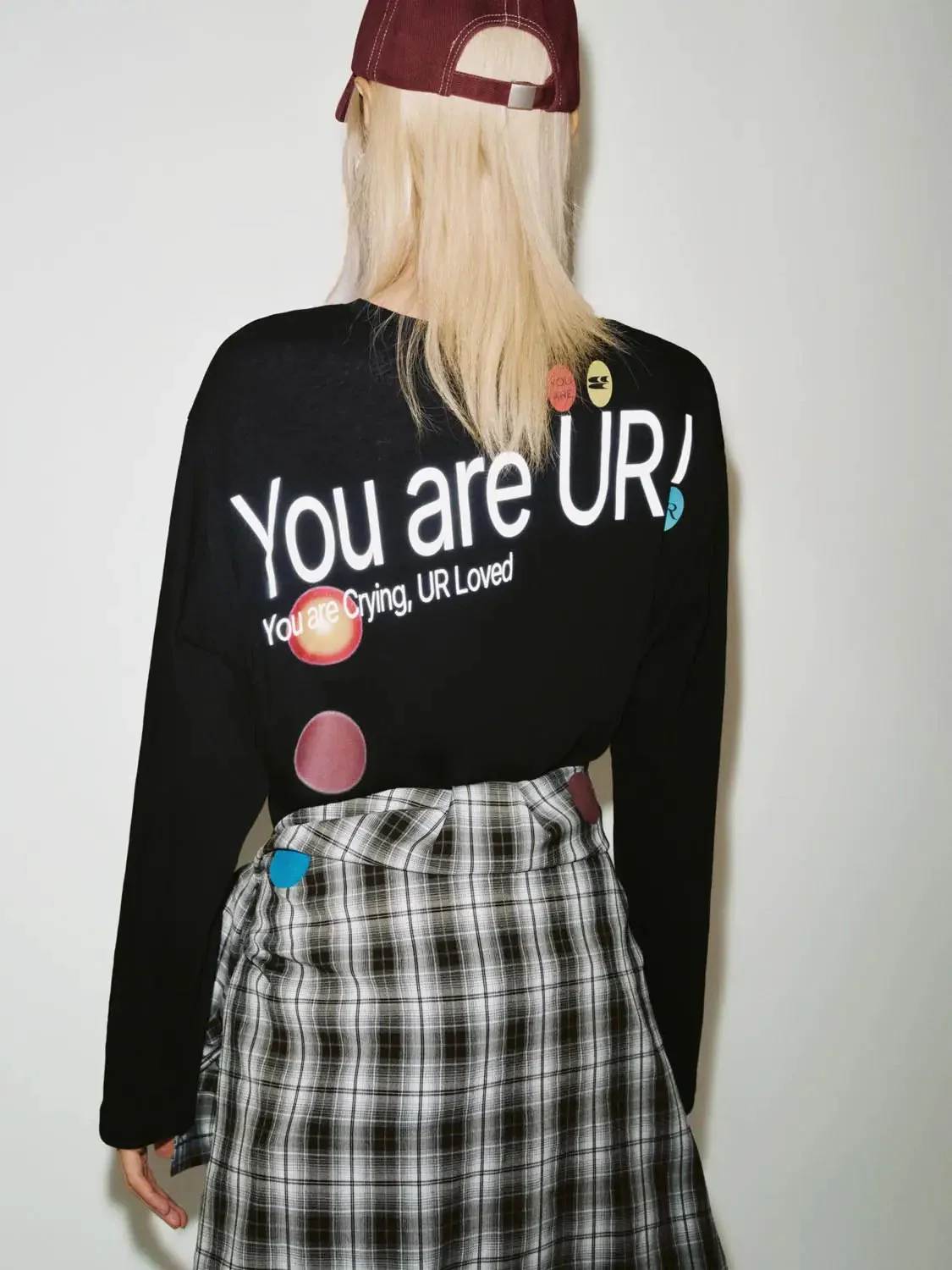 Cotton Blend Crew Neck Long Sleeve With Patch Dots T Shirt