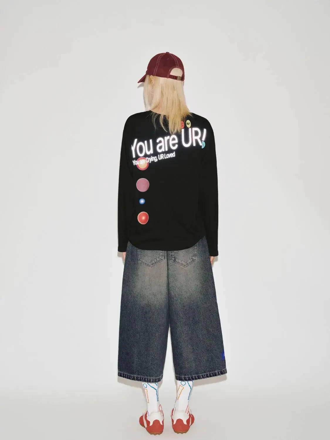 Cotton Blend Crew Neck Long Sleeve With Patch Dots T Shirt