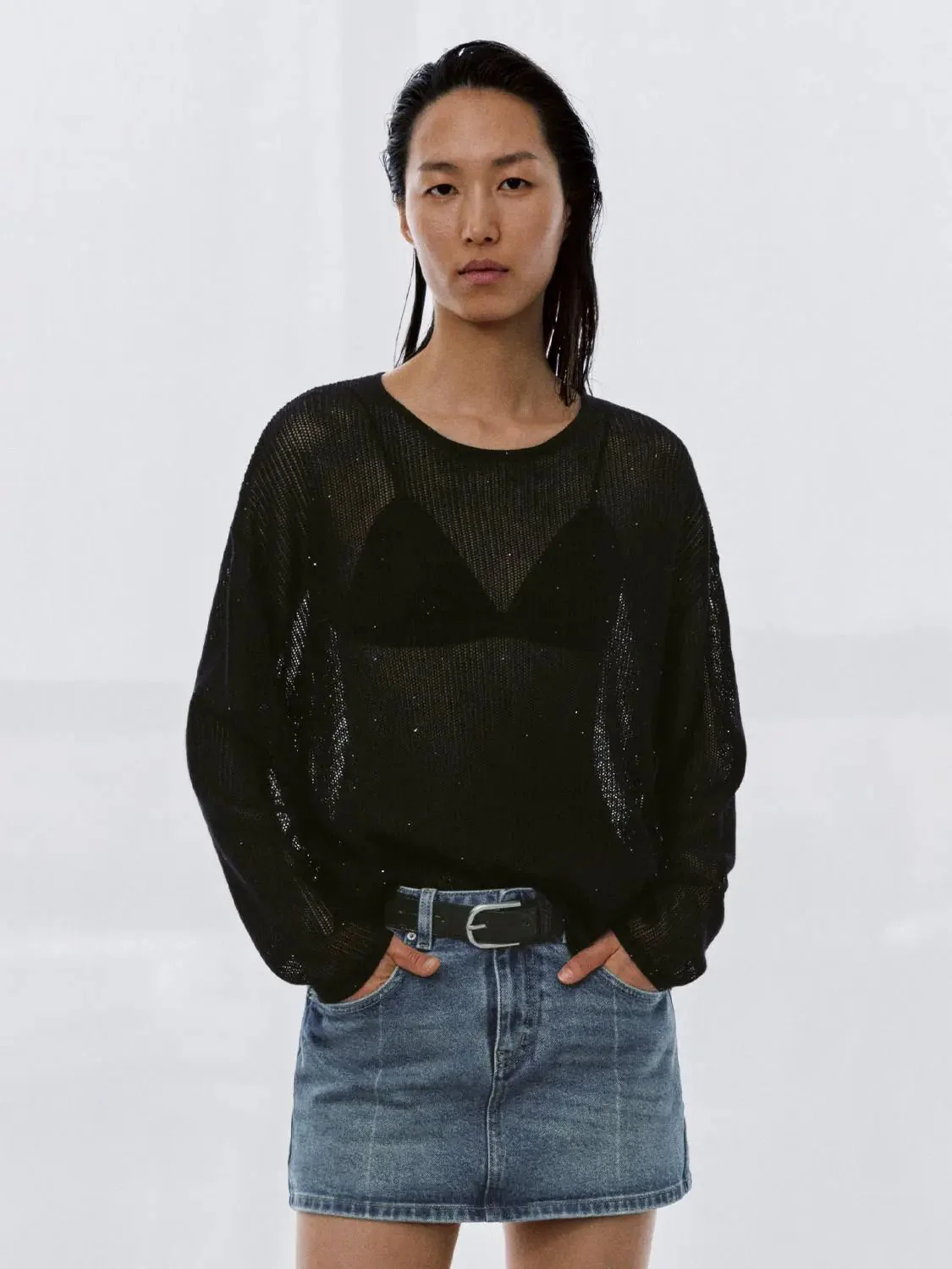 Crew Neck Long Sleeve Knitted T-Shirts