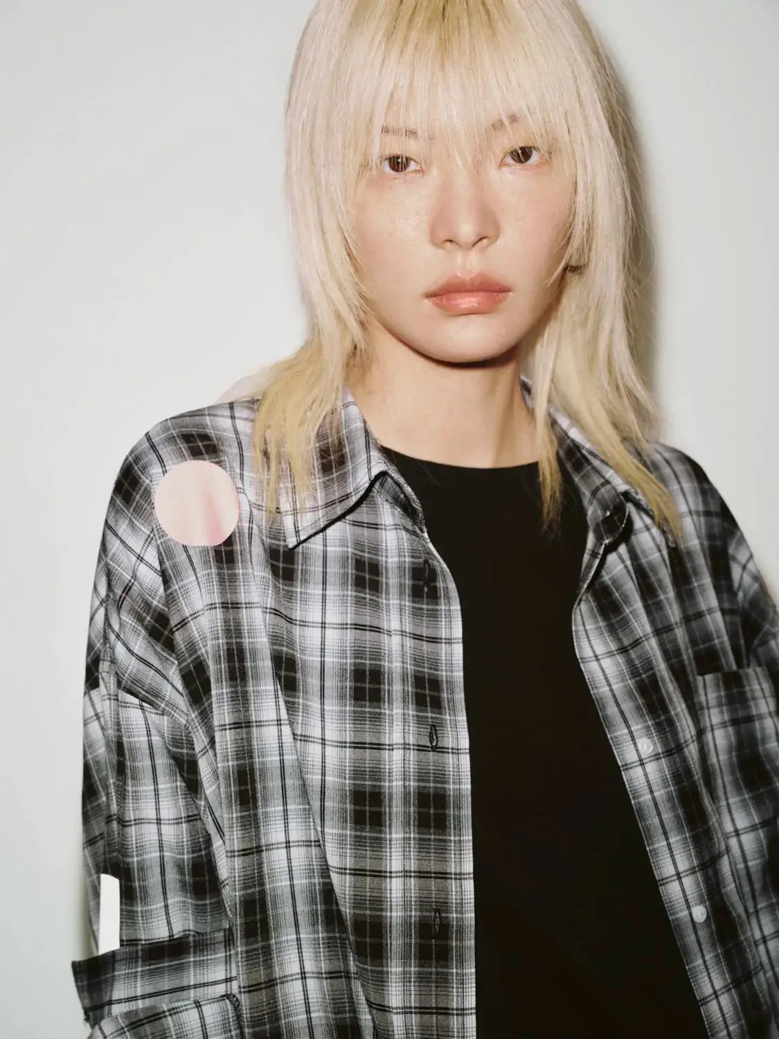 Patchwork Contrast Check Shirts