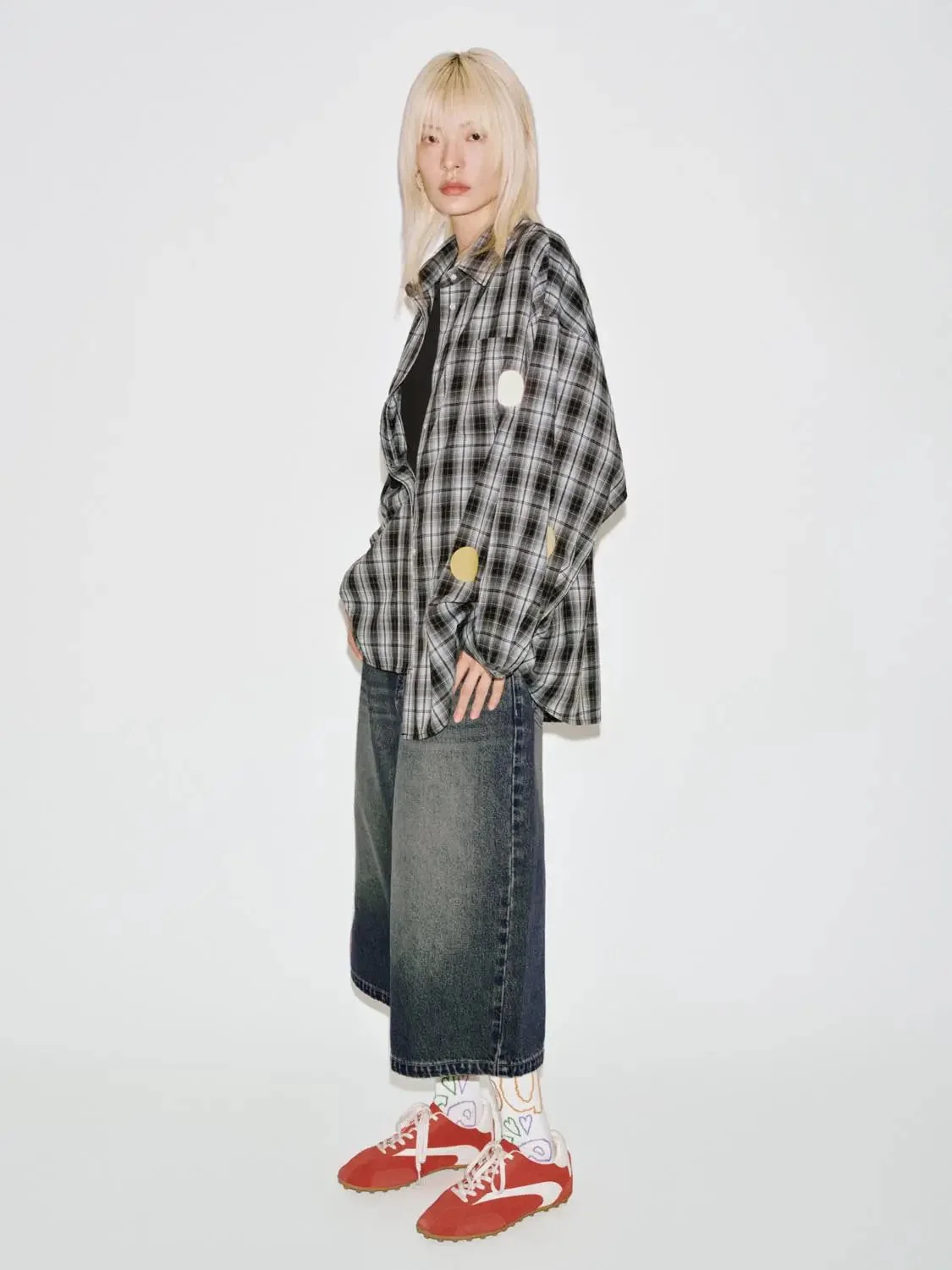 Patchwork Contrast Check Shirts