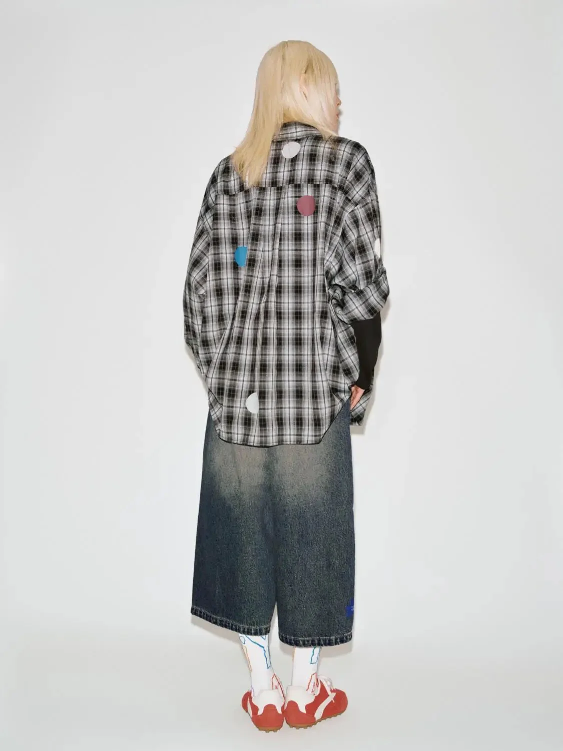 Patchwork Contrast Check Shirts