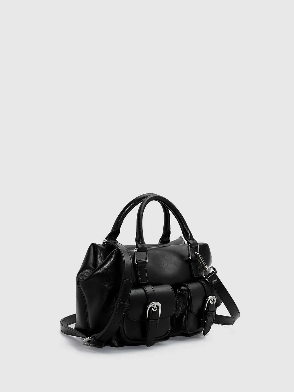 Faux Leather Multi-Pocket Handle Shoulder Bags
