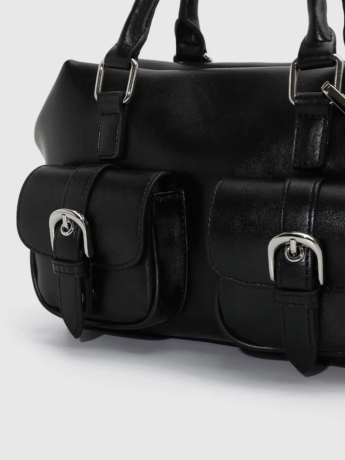 Faux Leather Multi-Pocket Handle Shoulder Bags