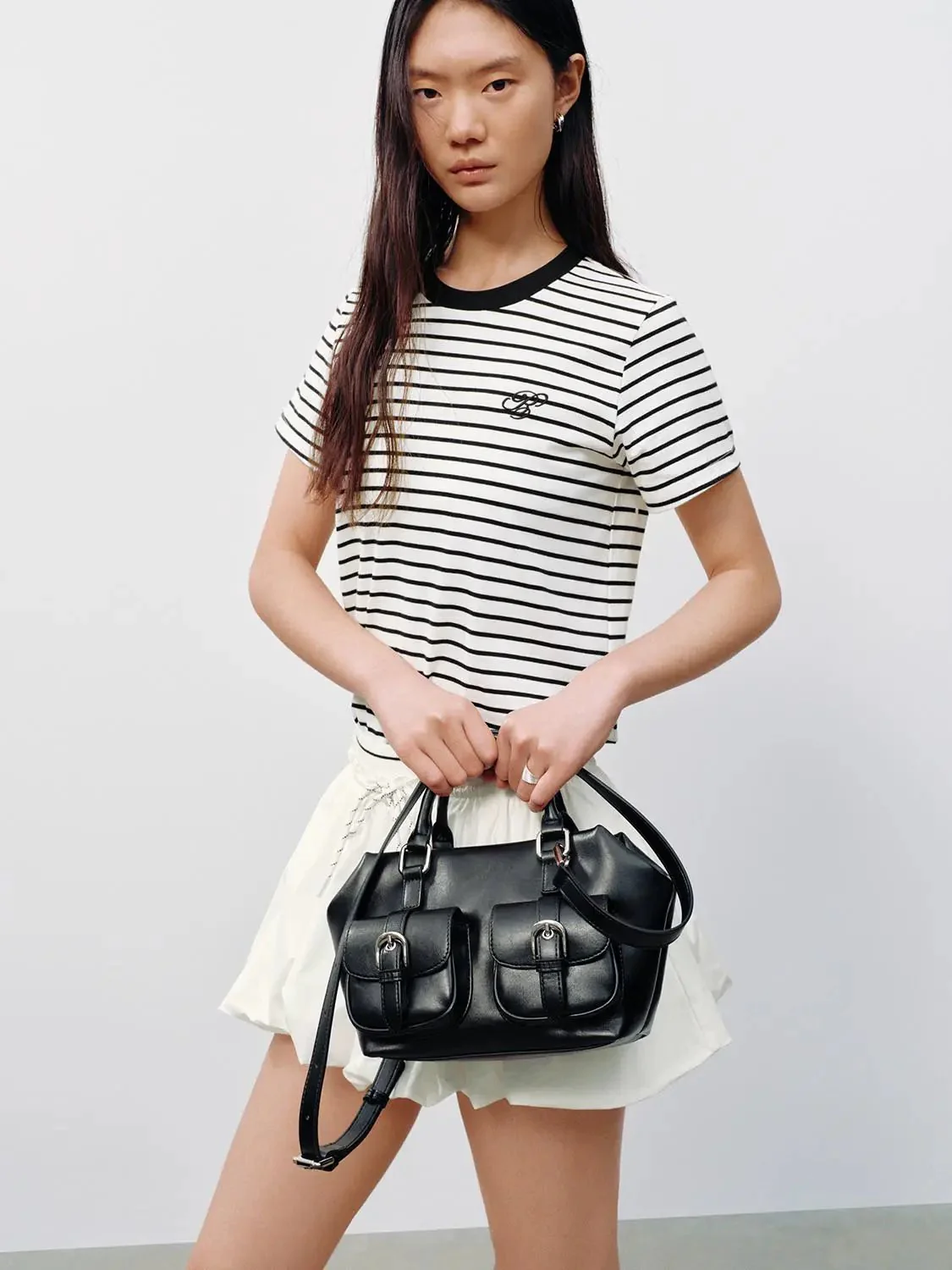 Faux Leather Multi-Pocket Handle Shoulder Bags