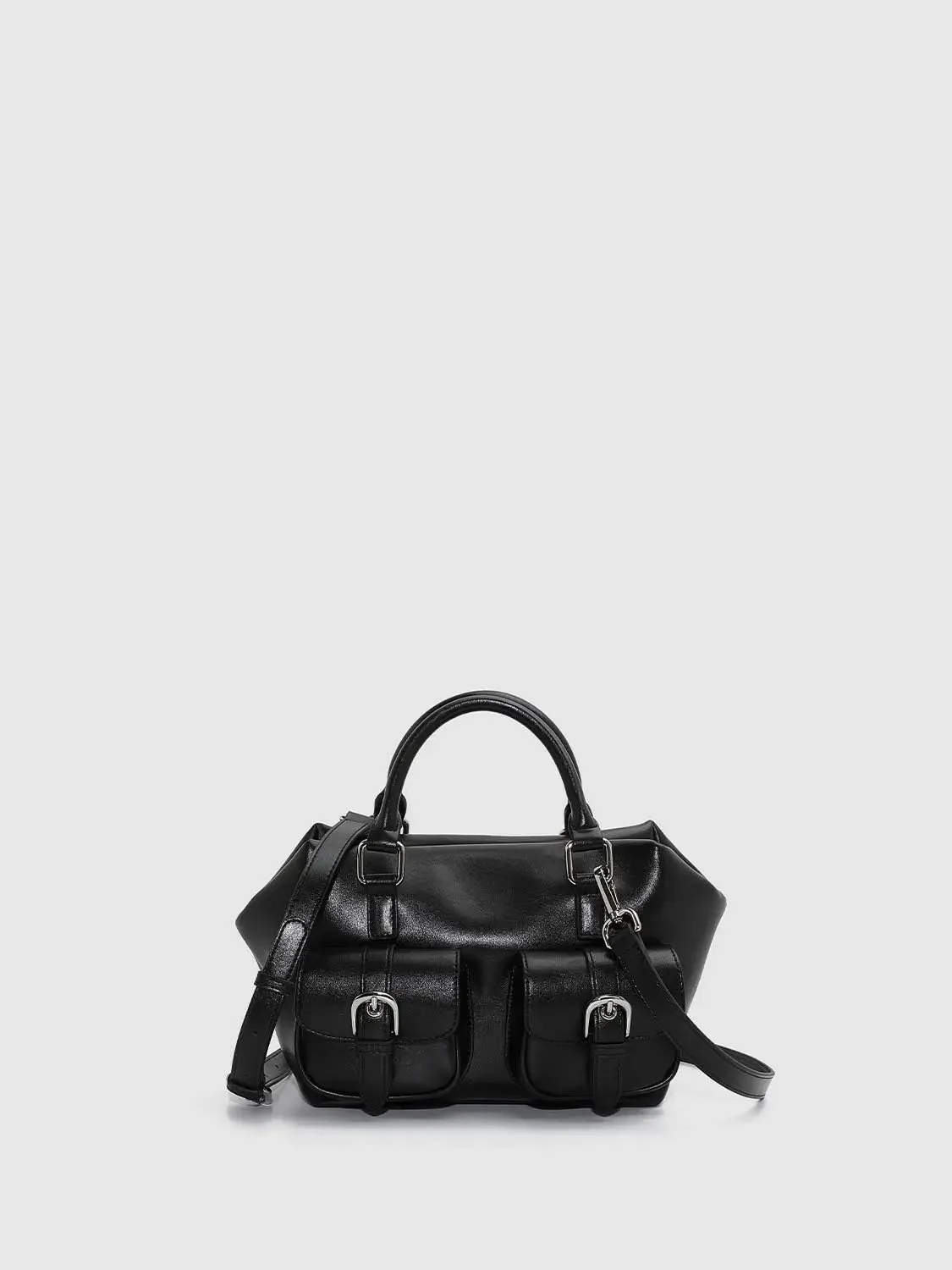 Faux Leather Multi-Pocket Handle Shoulder Bags