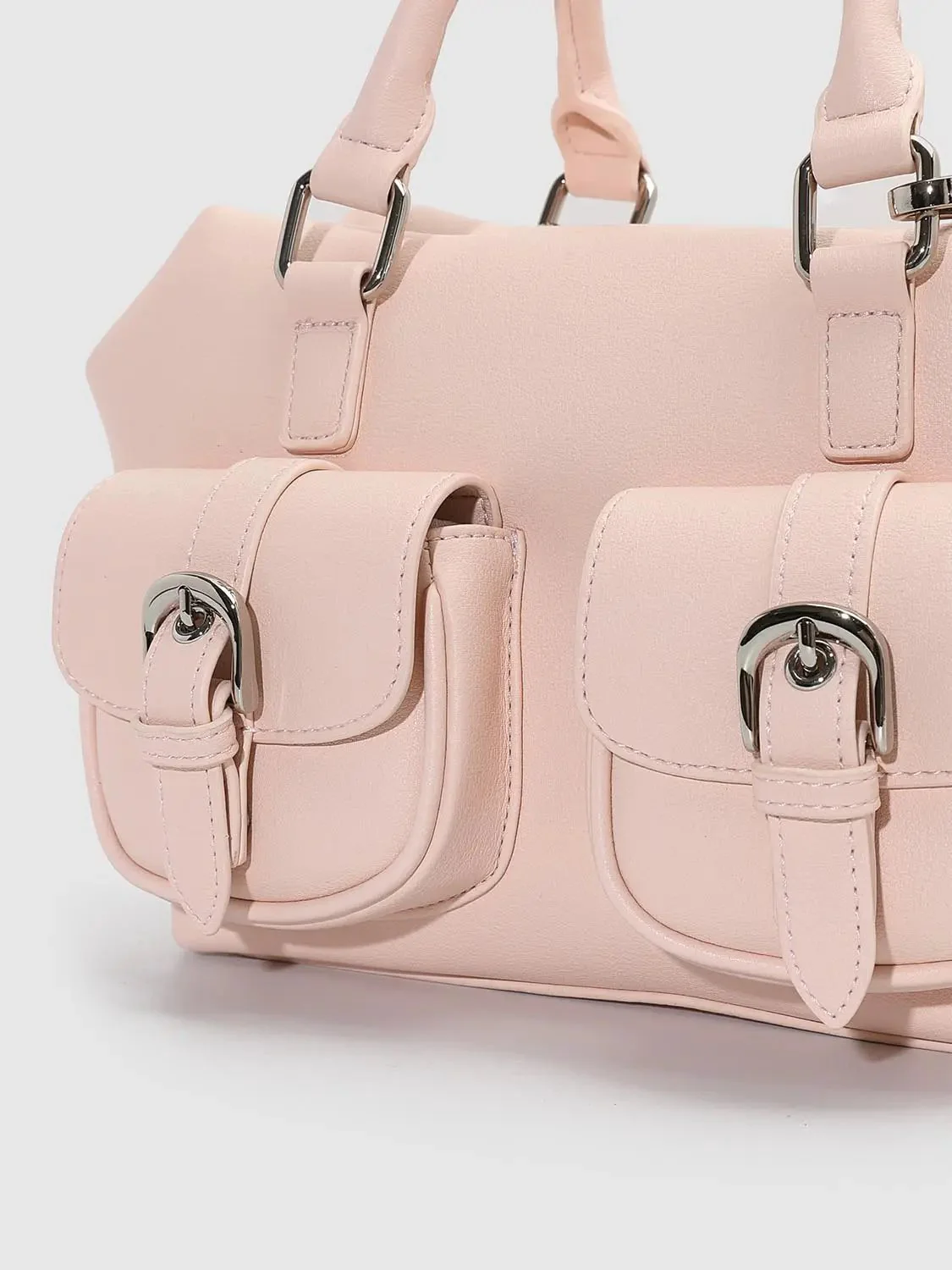 Faux Leather Multi-Pocket Handle Shoulder Bags