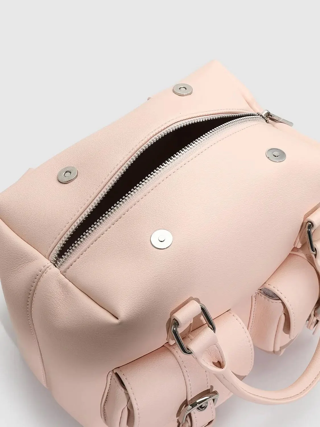 Faux Leather Multi-Pocket Handle Shoulder Bags