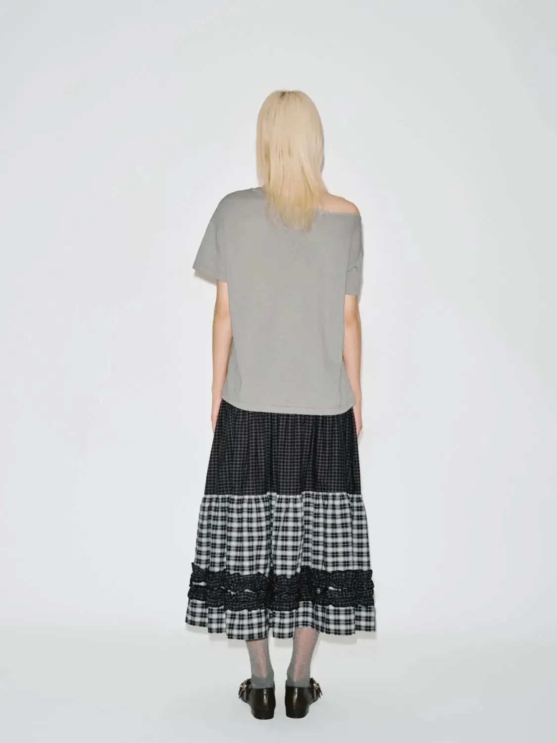 22397-drawstring-pull-on-contrast-check-tiered-a-line-midi-skirts-4.webp Drawstring Pull On Contrast Check Tiered A-Line Midi Skirts