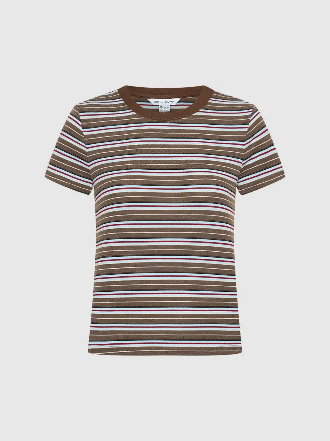 Yellow Contrast Striped Crew Neck T Shirts