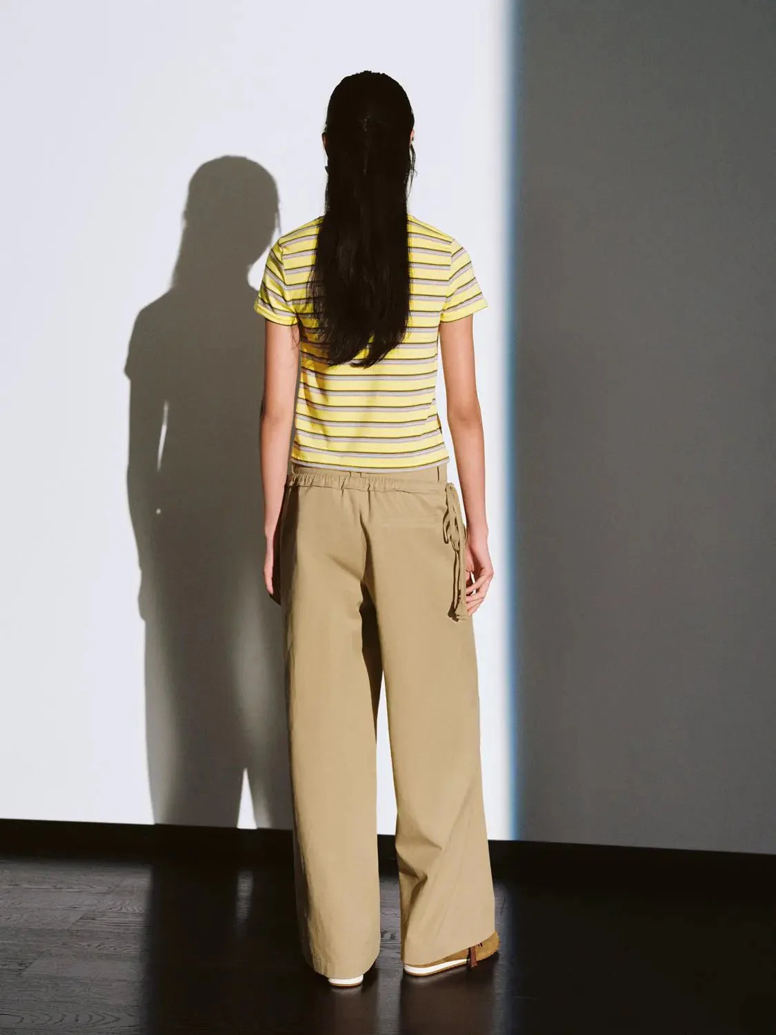 Yellow Contrast Striped Crew Neck T Shirts