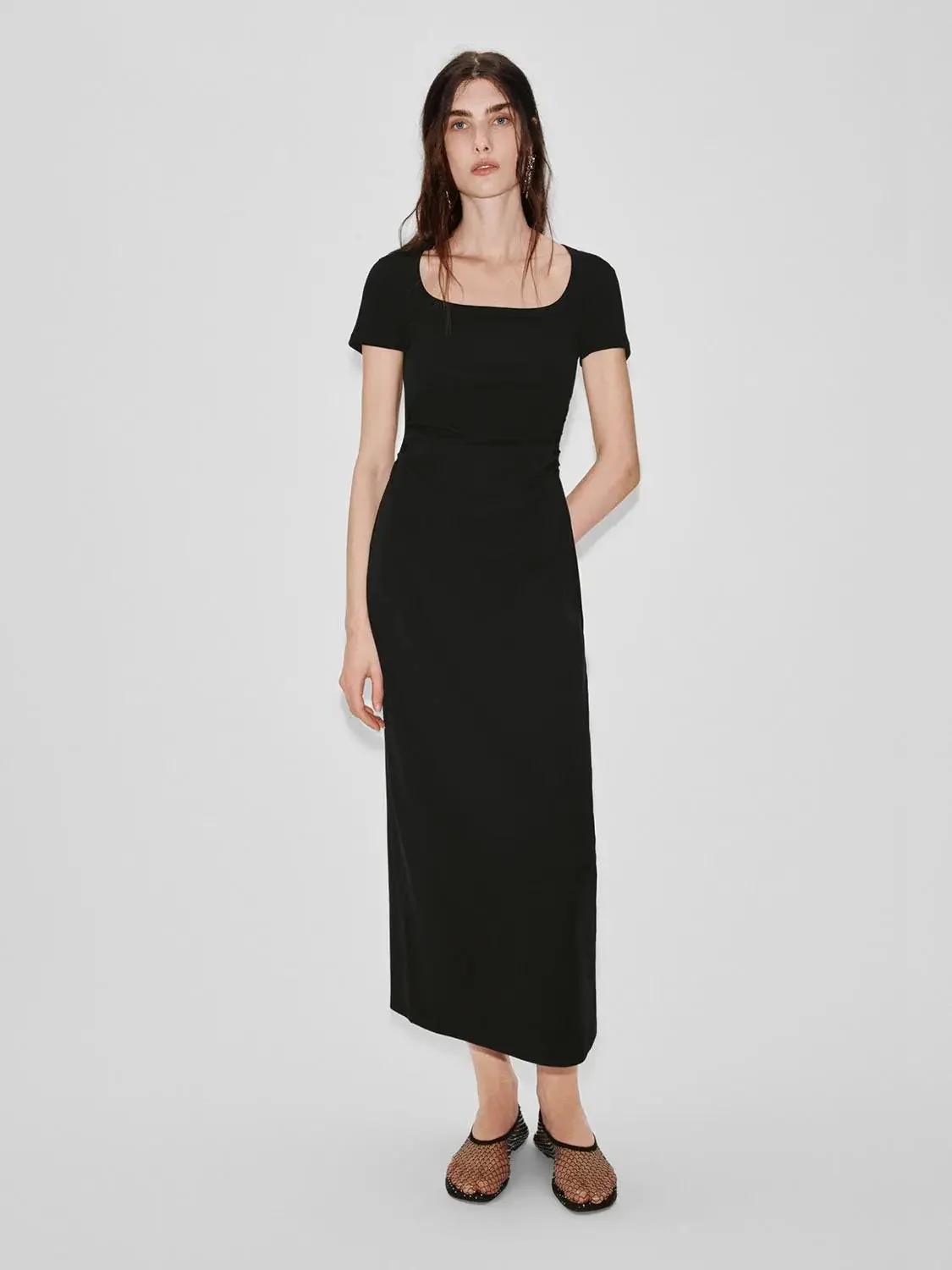 22435-cotton-lyocell-blend-scoop-neck-short-sleeve-midi-dresses-1.webp Cotton Lyocell Blend Scoop Neck Short Sleeve Midi Dresses