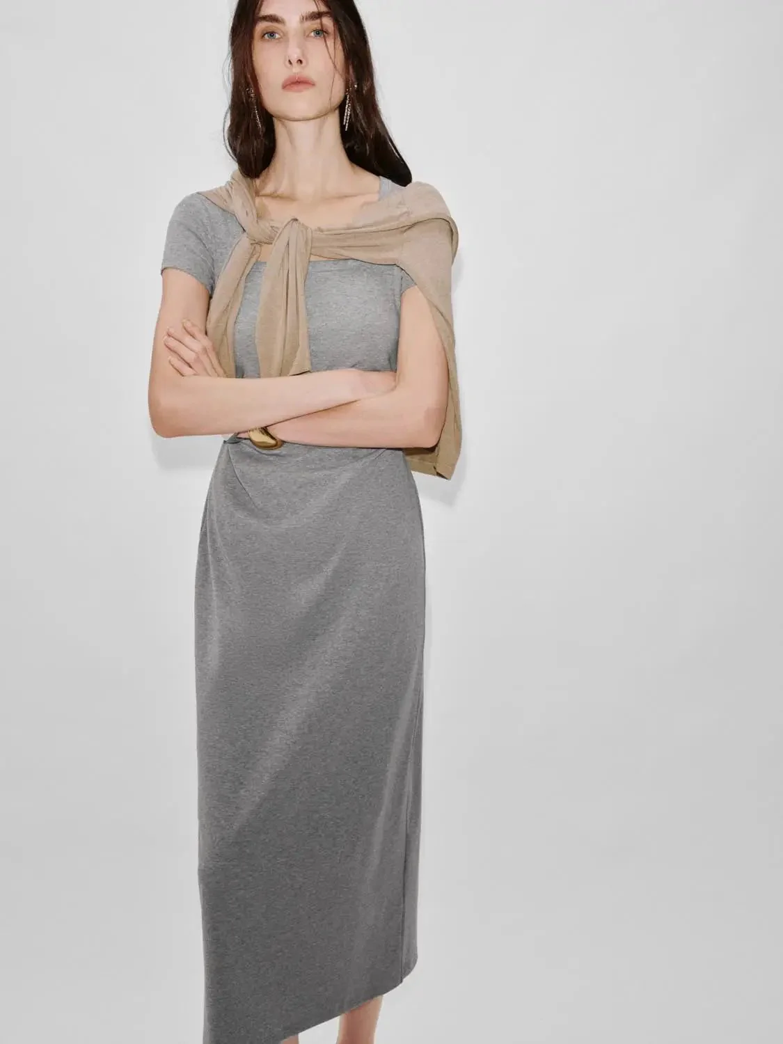 22435-cotton-lyocell-blend-scoop-neck-short-sleeve-midi-dresses-18.webp Cotton Lyocell Blend Scoop Neck Short Sleeve Midi Dresses