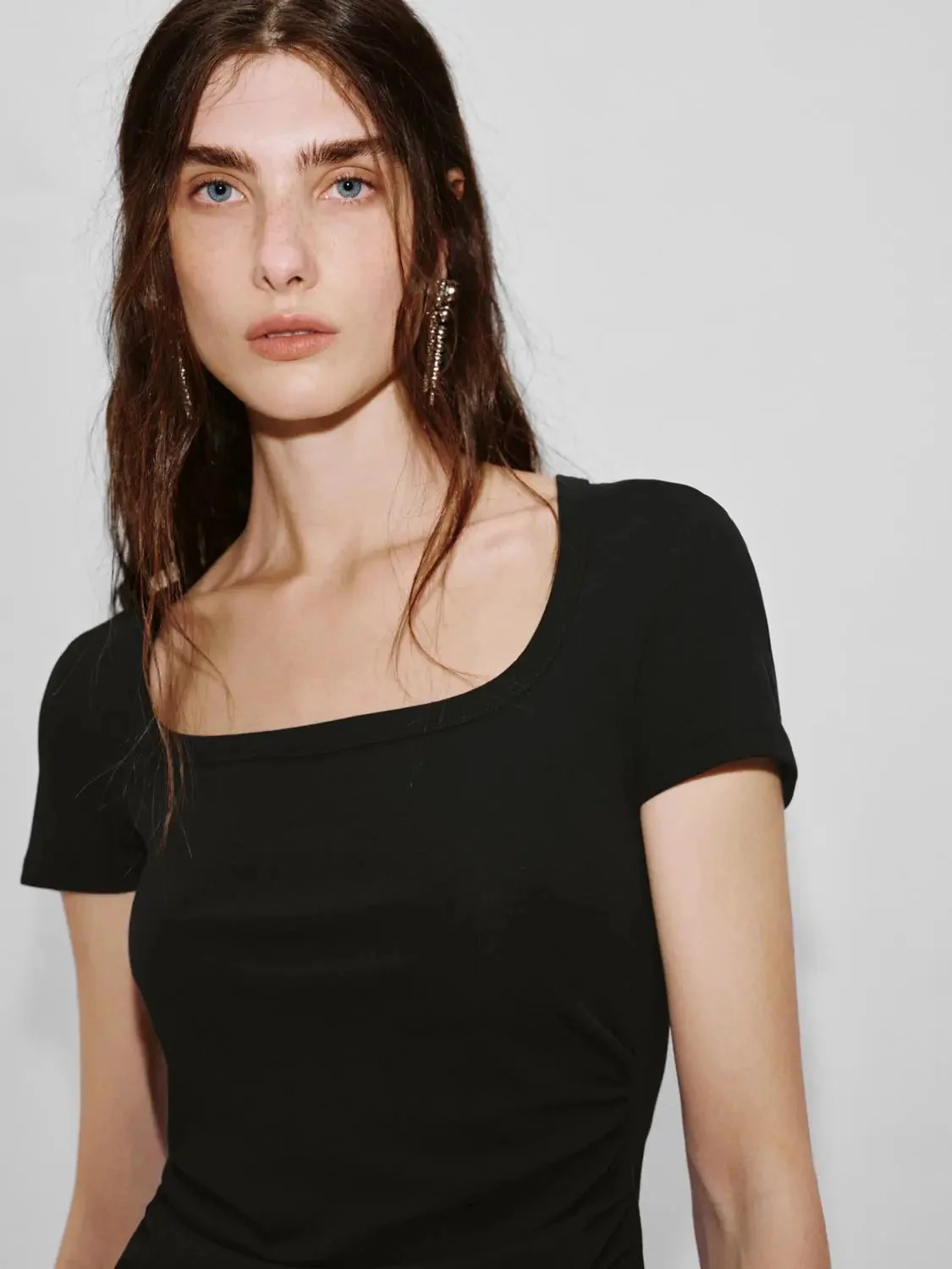 22435-cotton-lyocell-blend-scoop-neck-short-sleeve-midi-dresses-3.webp Cotton Lyocell Blend Scoop Neck Short Sleeve Midi Dresses