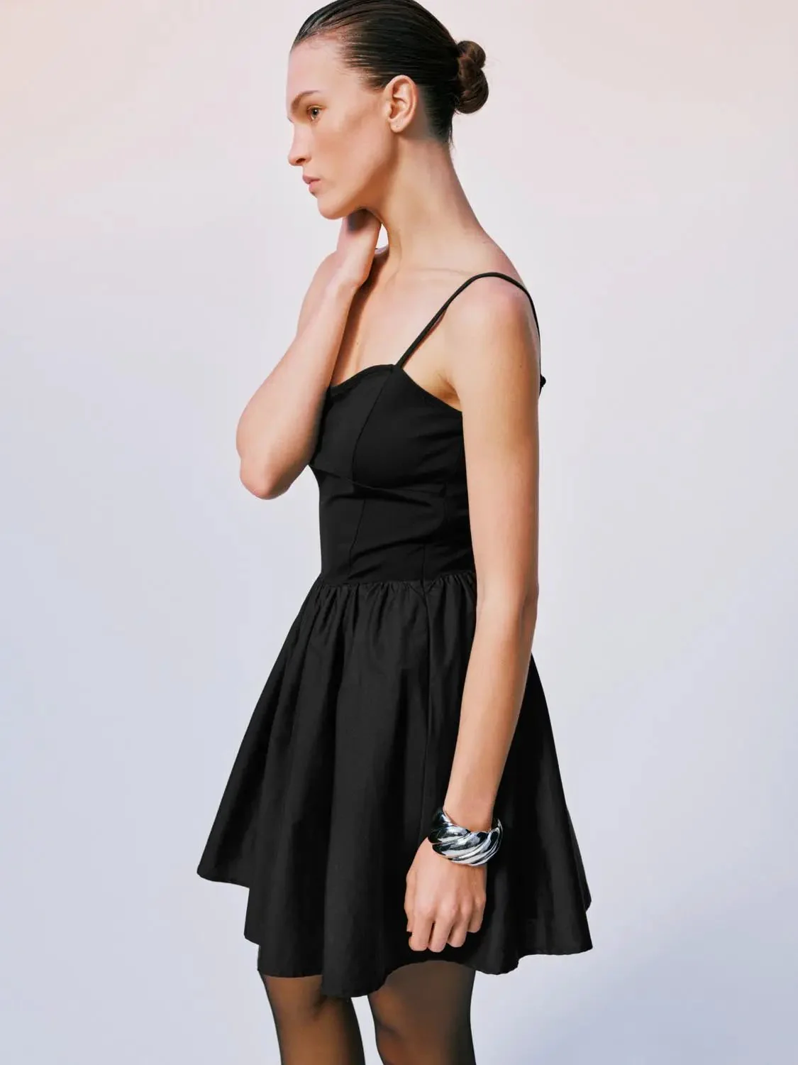 2245-viscose-knit-bodice-with-spaghetti-straps-flared-a-line-midi-dresses-2.webp Viscose Knit Bodice With Spaghetti Straps Flared A-Line Midi Dresses
