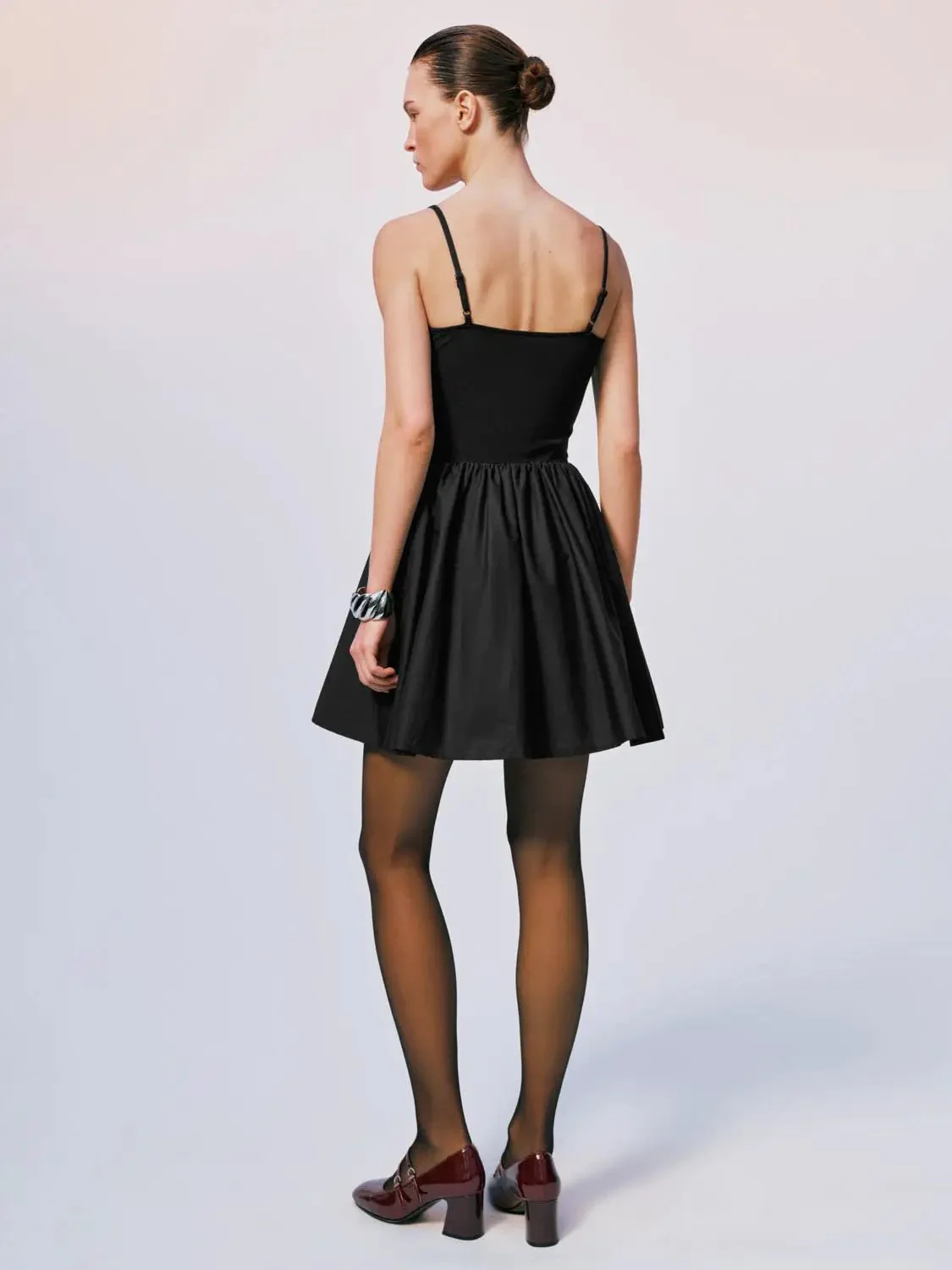 2245-viscose-knit-bodice-with-spaghetti-straps-flared-a-line-midi-dresses-6.webp Viscose Knit Bodice With Spaghetti Straps Flared A-Line Midi Dresses