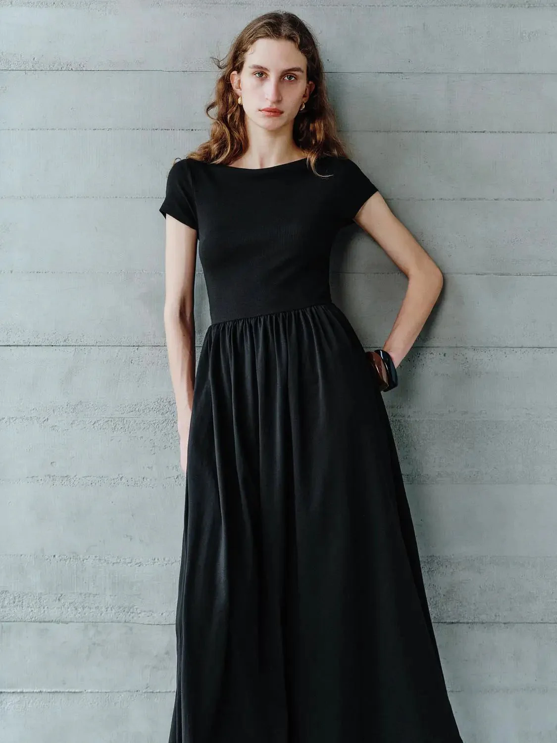 2251-viscose-cotton-blend-elegant-a-line-maxi-dress-3.webp Viscose Cotton Blend Elegant A Line Maxi Dress