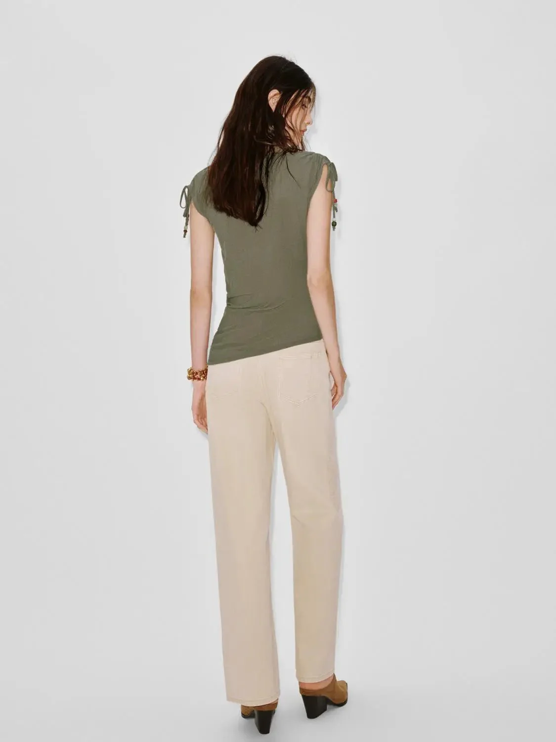 22517-capped-sleeve-cowl-neck-ruched-stretch-knit-shirt-6.webp Capped Sleeve Cowl Neck Ruched Stretch Knit Shirt