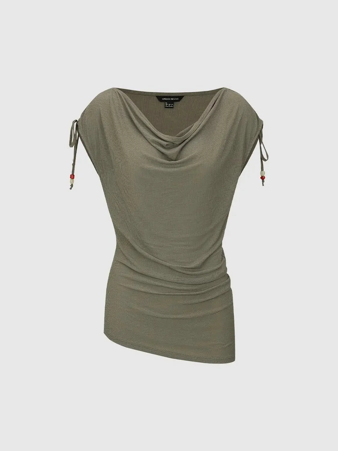 22517-capped-sleeve-cowl-neck-ruched-stretch-knit-shirt-7.webp Capped Sleeve Cowl Neck Ruched Stretch Knit Shirt