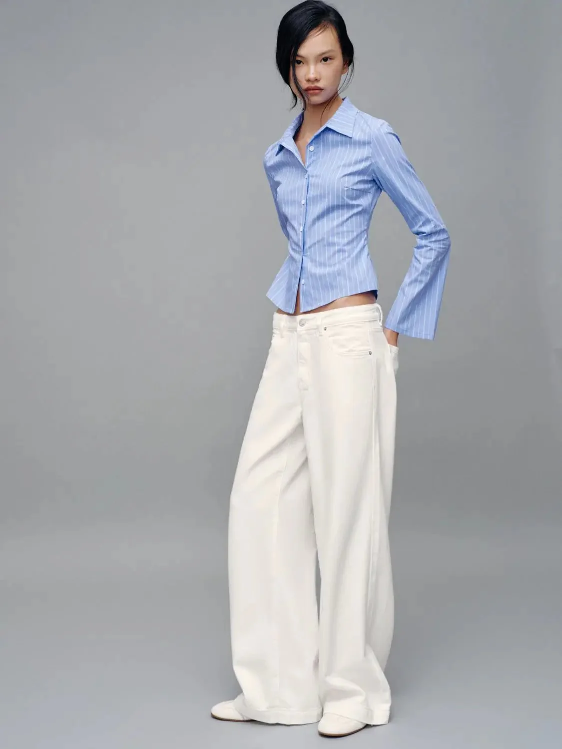 Flare Sleeve Nipped Waist Shirts